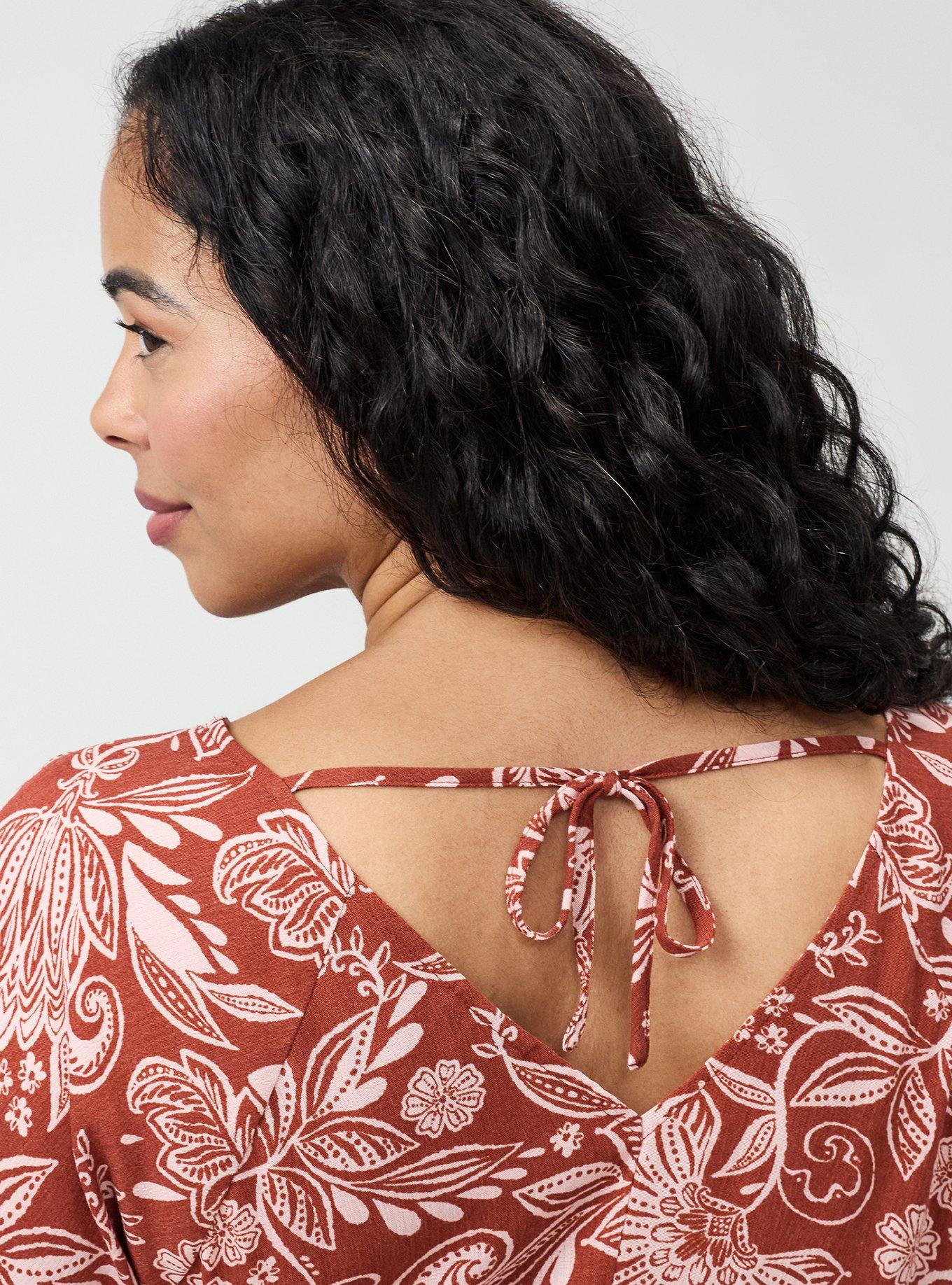 Crinkle Gauze Raglan Blouse, SHANA FLORAL BRICK, alternate
