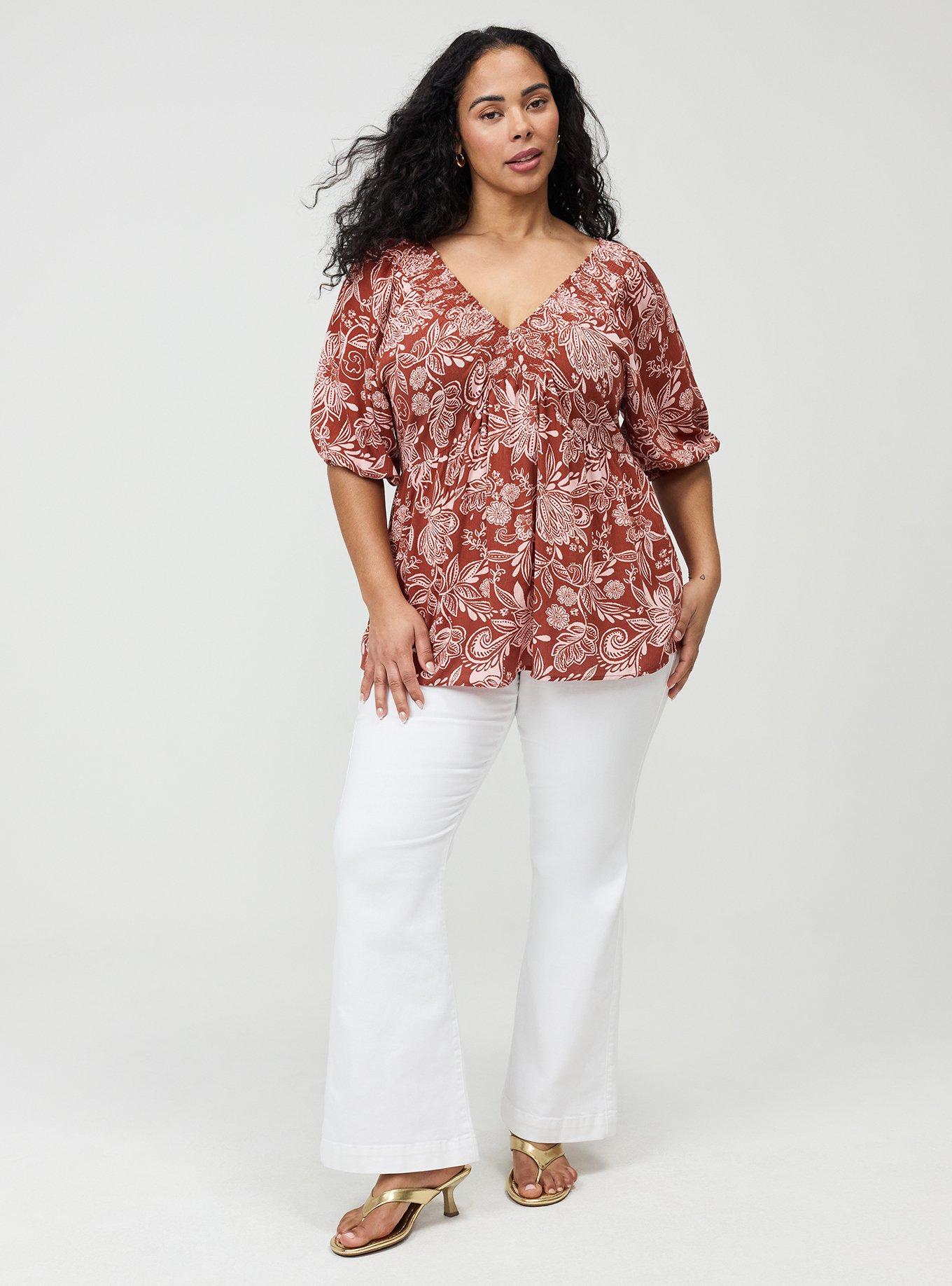 Crinkle Gauze Raglan Blouse, SHANA FLORAL BRICK, alternate