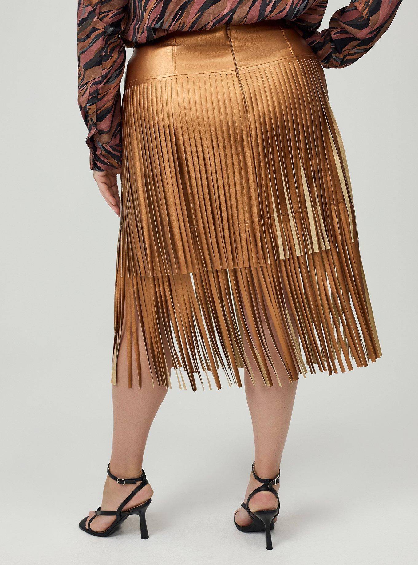 Studio Fringe Mini Skirt, METALLIC BRONZE, alternate