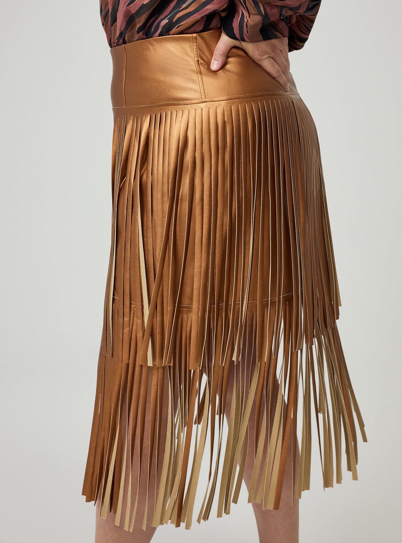 Studio Fringe Mini Skirt, METALLIC BRONZE, alternate