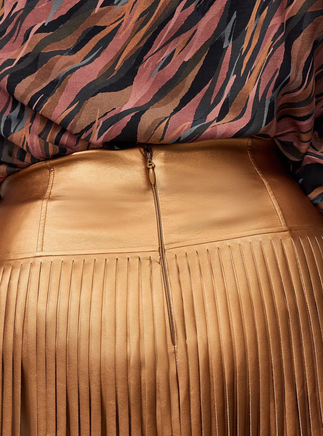 Studio Fringe Mini Skirt, METALLIC BRONZE, alternate