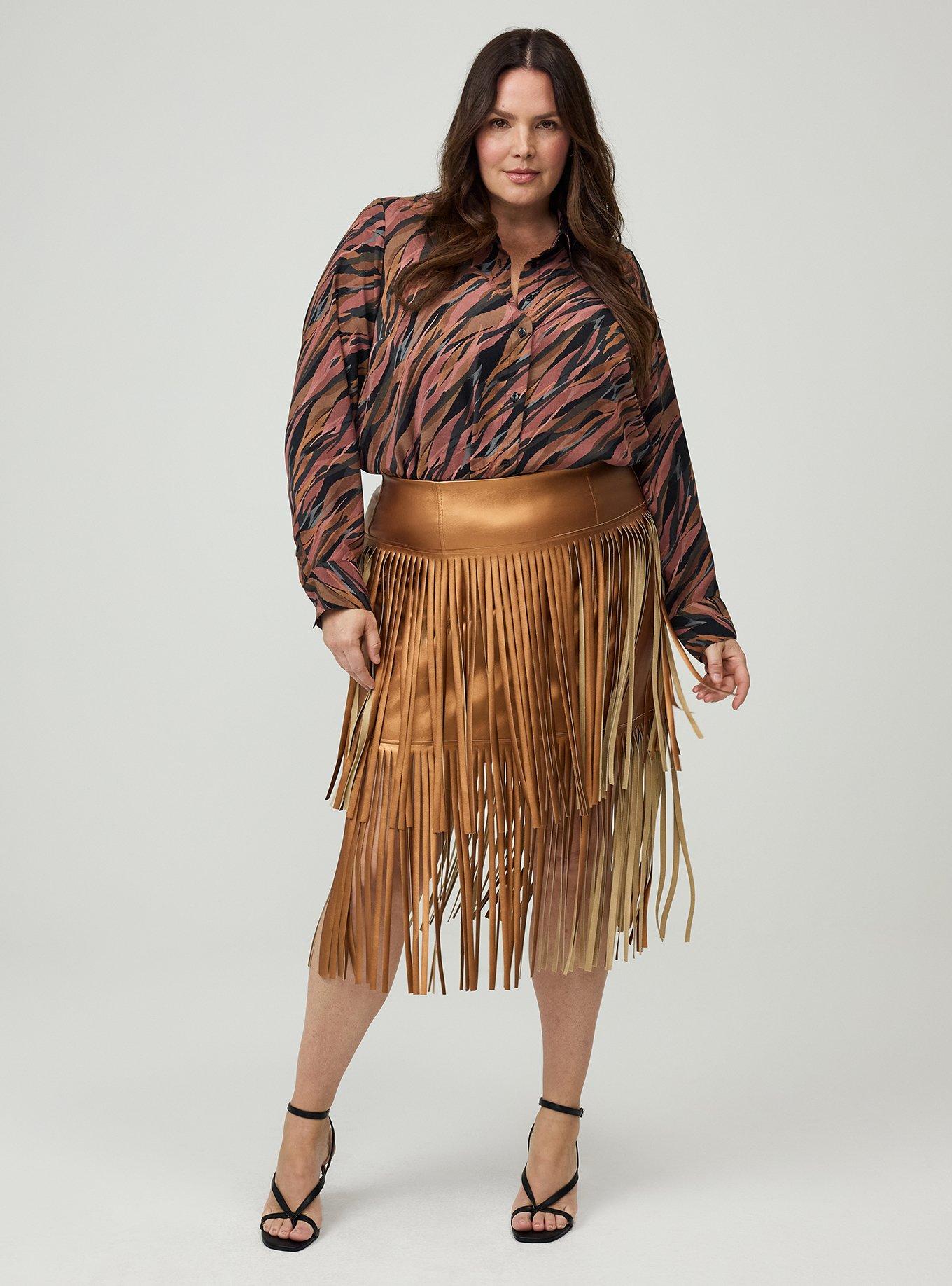 Studio Fringe Mini Skirt, METALLIC BRONZE, hi-res