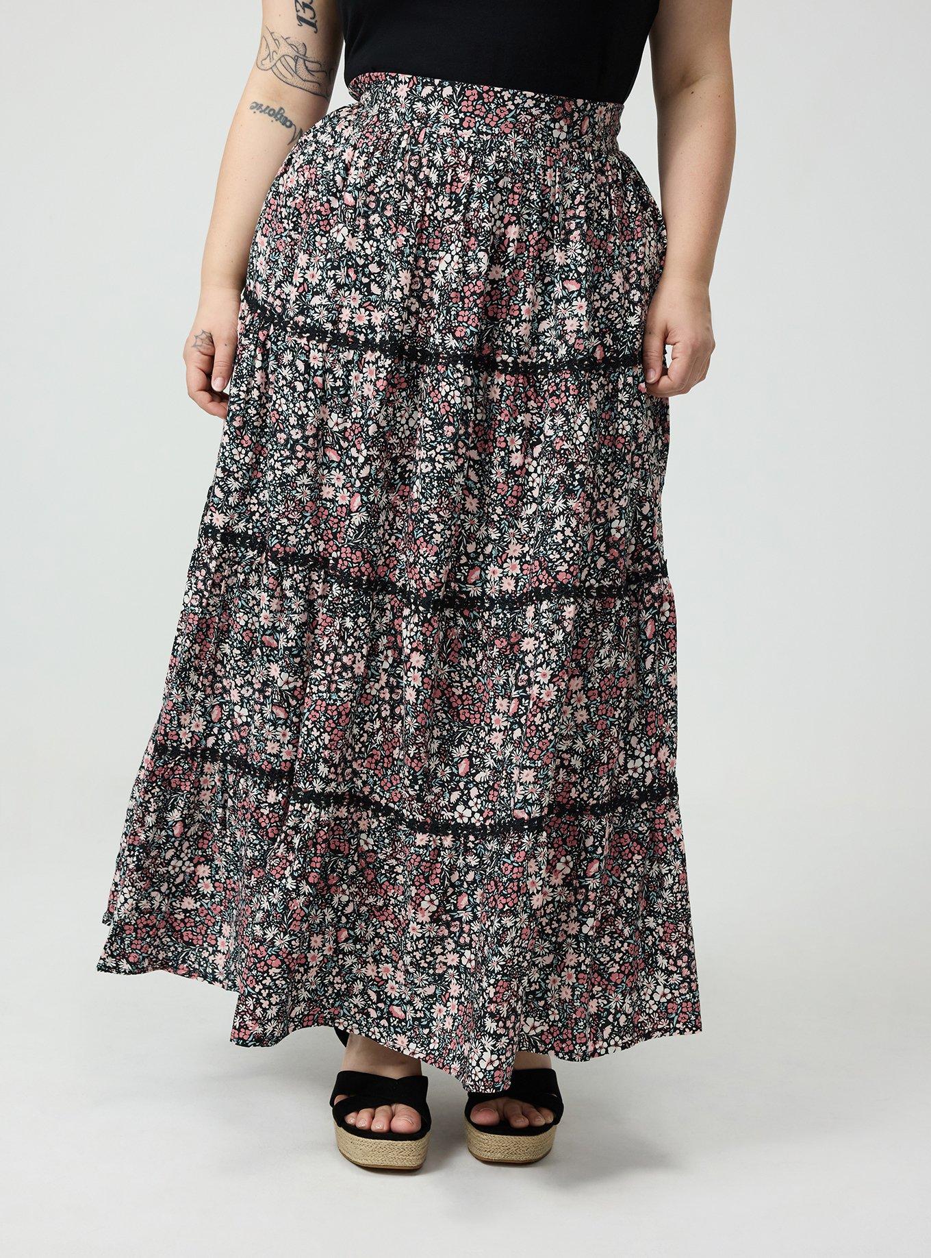 Tiered Maxi Skirt, HARVEST DITSY FLORAL BLACK, alternate