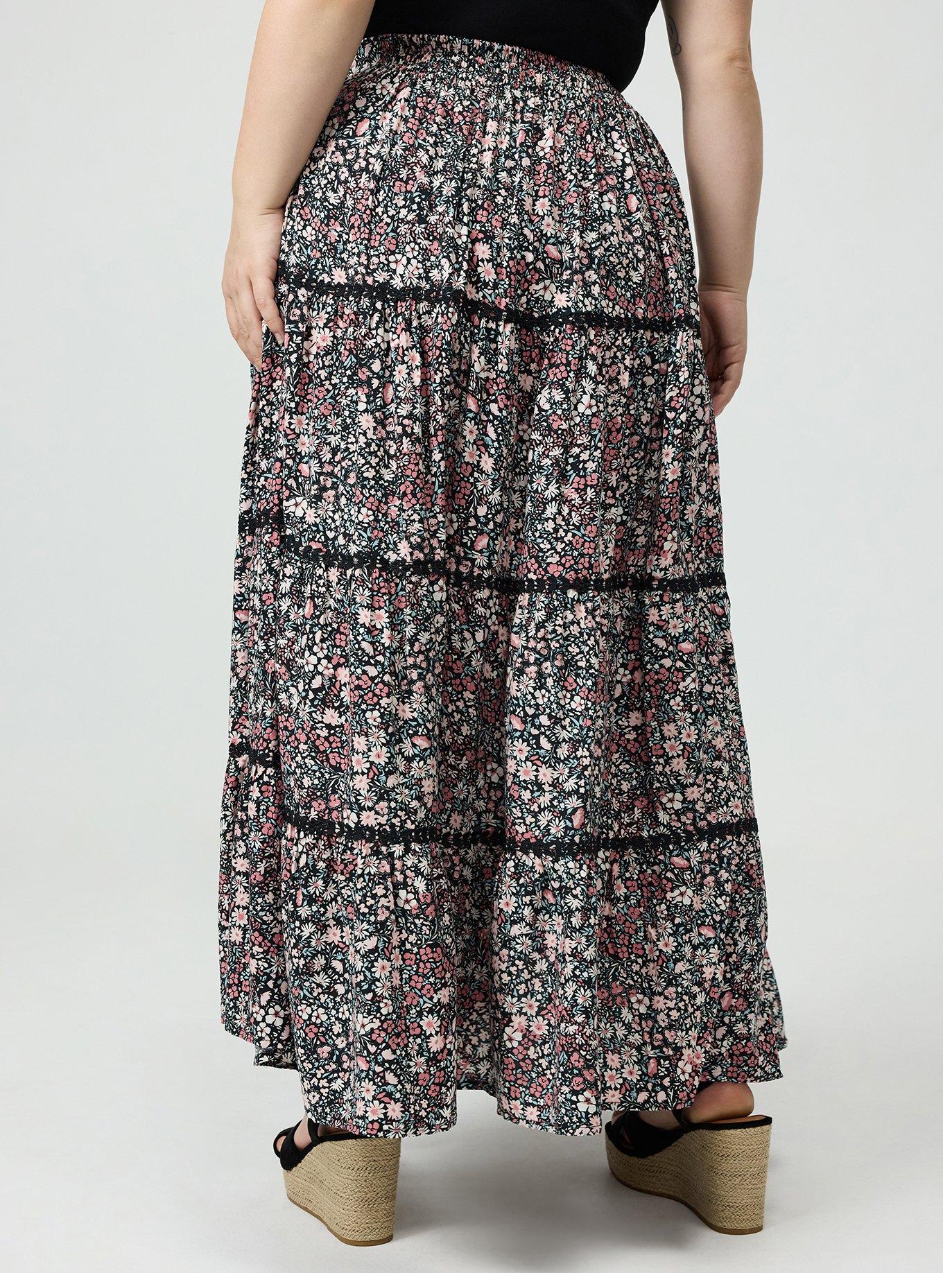 Tiered Maxi Skirt, HARVEST DITSY FLORAL BLACK, alternate