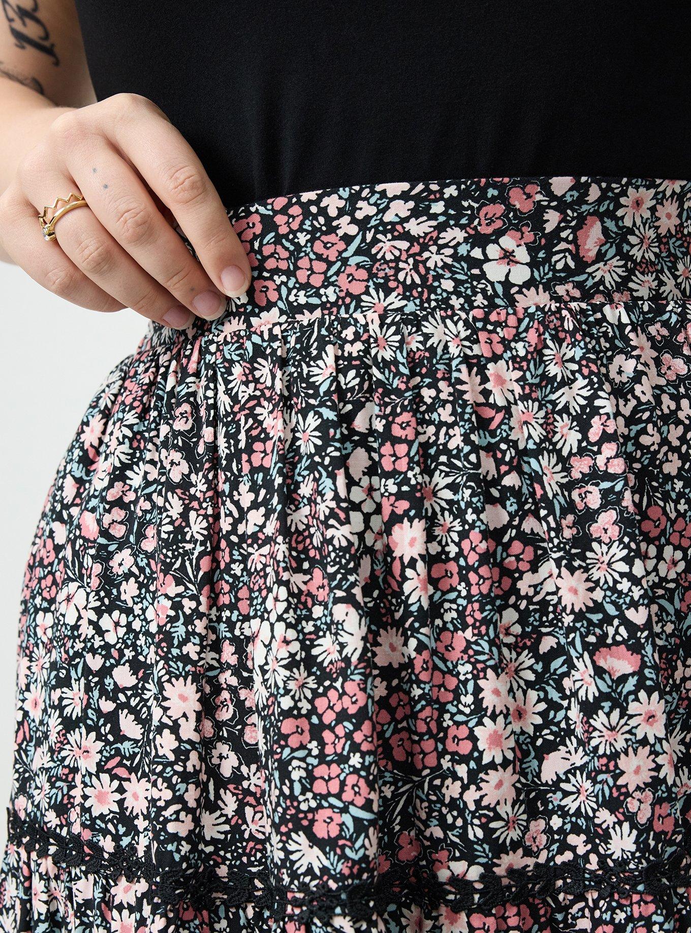 Tiered Maxi Skirt, HARVEST DITSY FLORAL BLACK, alternate