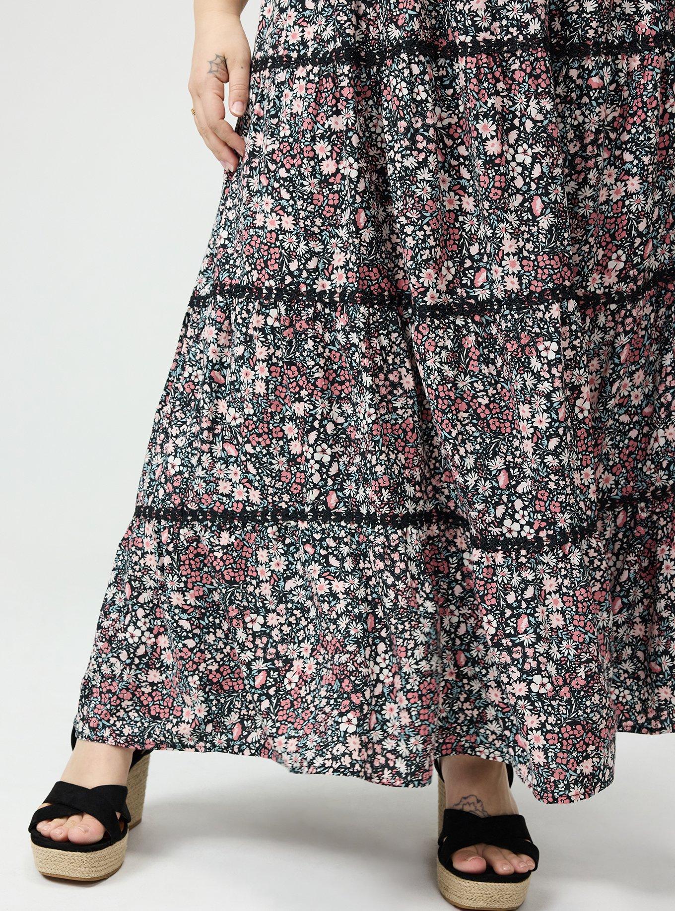 Tiered Maxi Skirt, HARVEST DITSY FLORAL BLACK, alternate