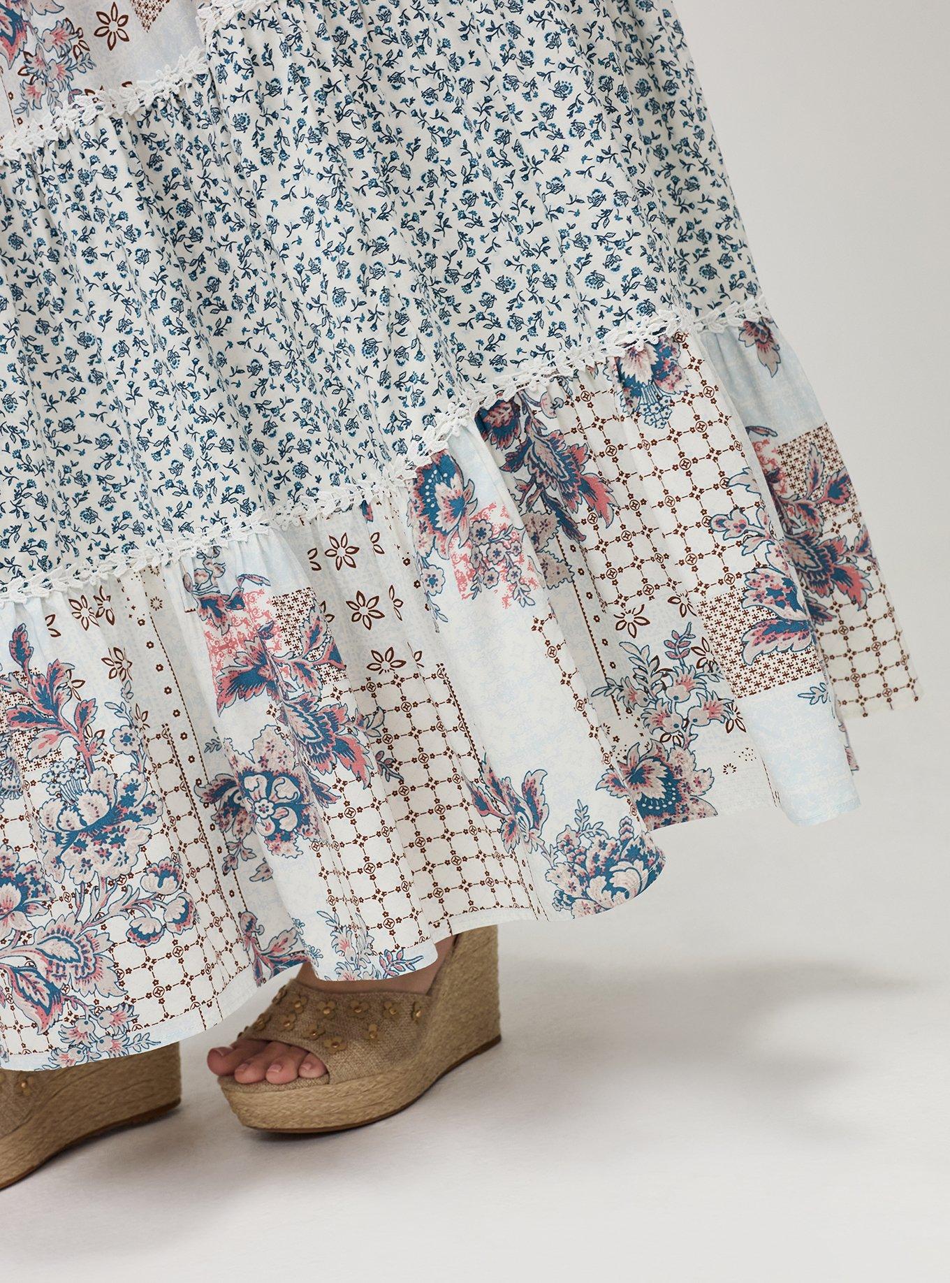 Tiered Maxi Skirt, CHARLOTTE PATCHWORK BLUE, alternate