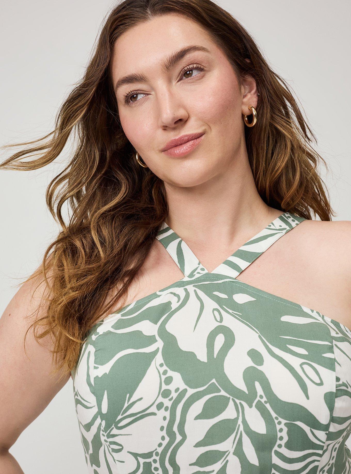 Halter Challis Maxi Dress, SUNNY TROPICAL GREEN, alternate