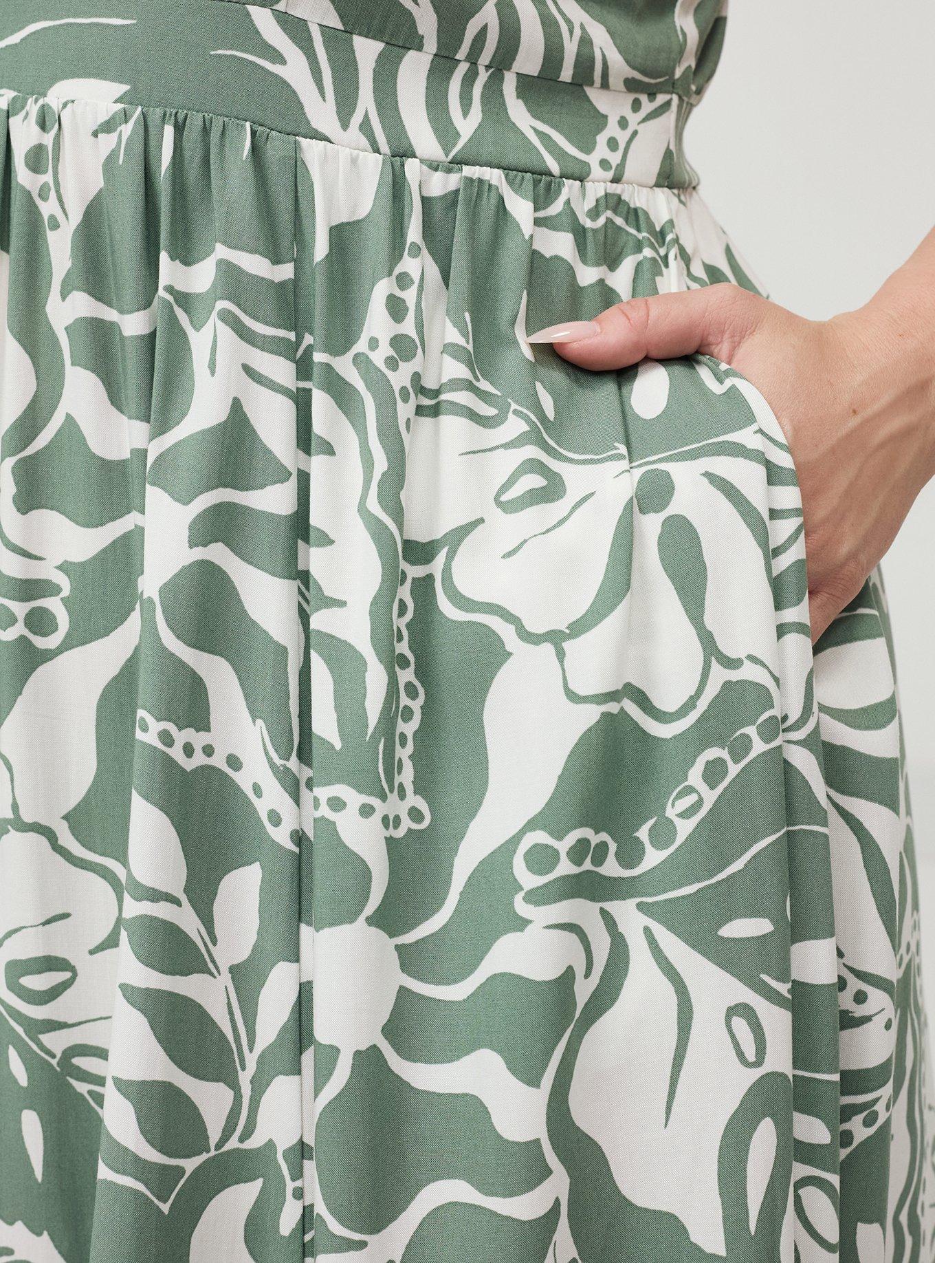 Halter Challis Maxi Dress, SUNNY TROPICAL GREEN, alternate