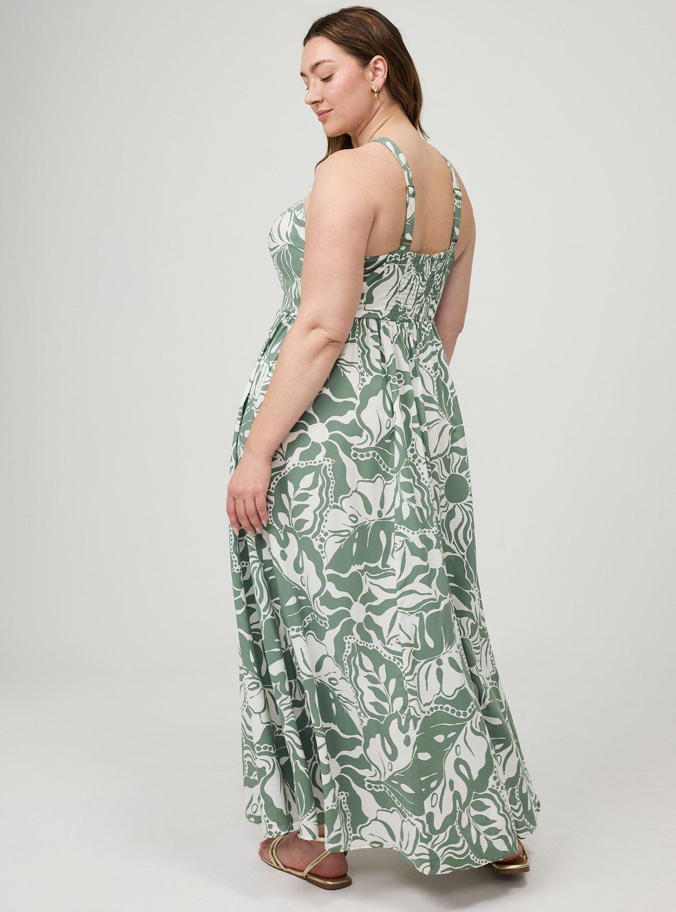Halter Challis Maxi Dress, SUNNY TROPICAL GREEN, alternate