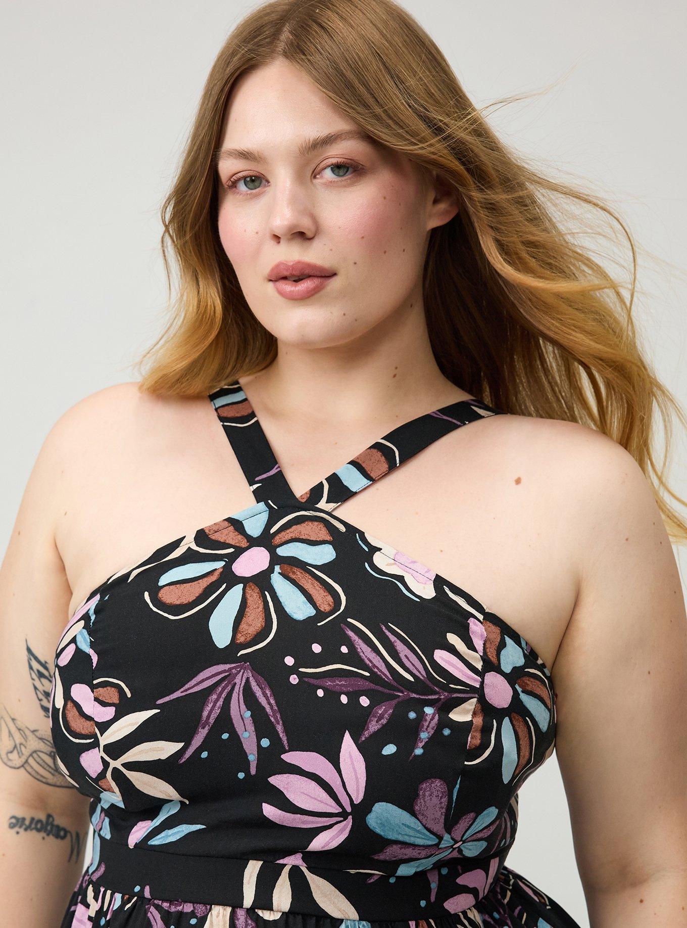 Halter Challis Maxi Dress, CYDNEE FLORAL DOODLES BLACK, alternate