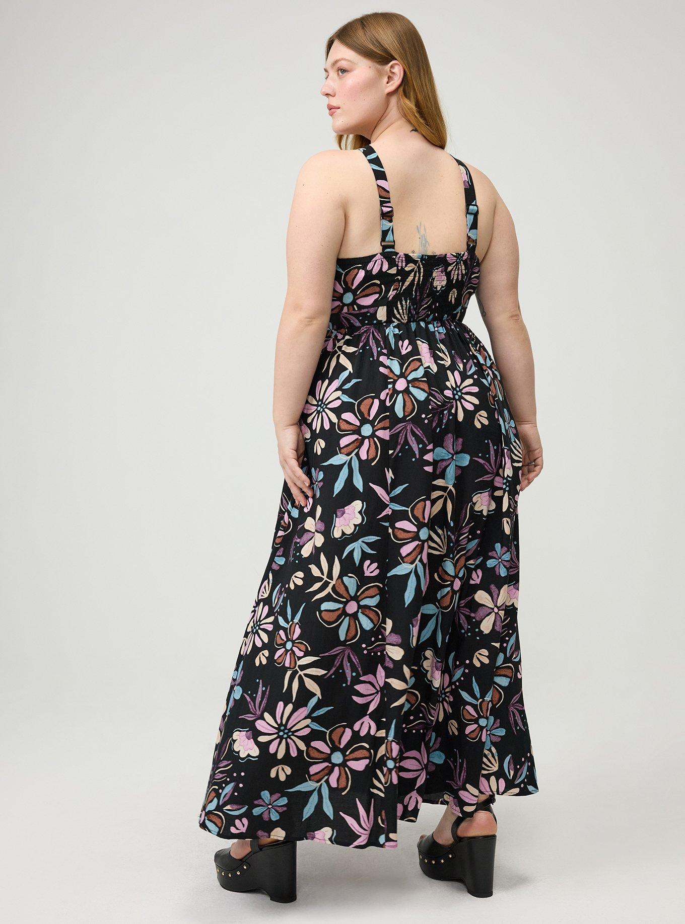 Halter Challis Maxi Dress, CYDNEE FLORAL DOODLES BLACK, alternate