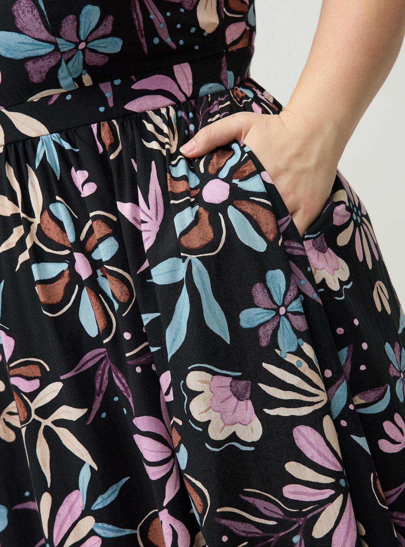 Halter Challis Maxi Dress, CYDNEE FLORAL DOODLES BLACK, alternate