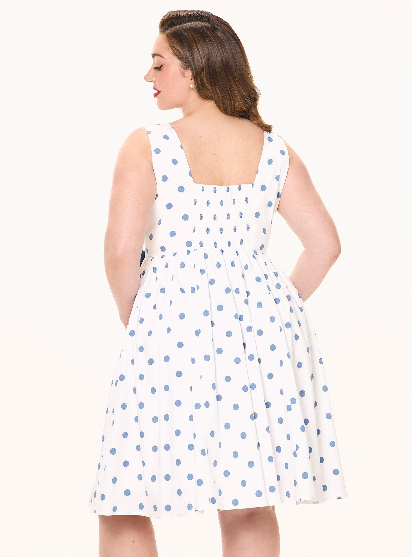 Retro Chic V-Neck Bow Mini Dress, POLKA DOTS WHITE, alternate