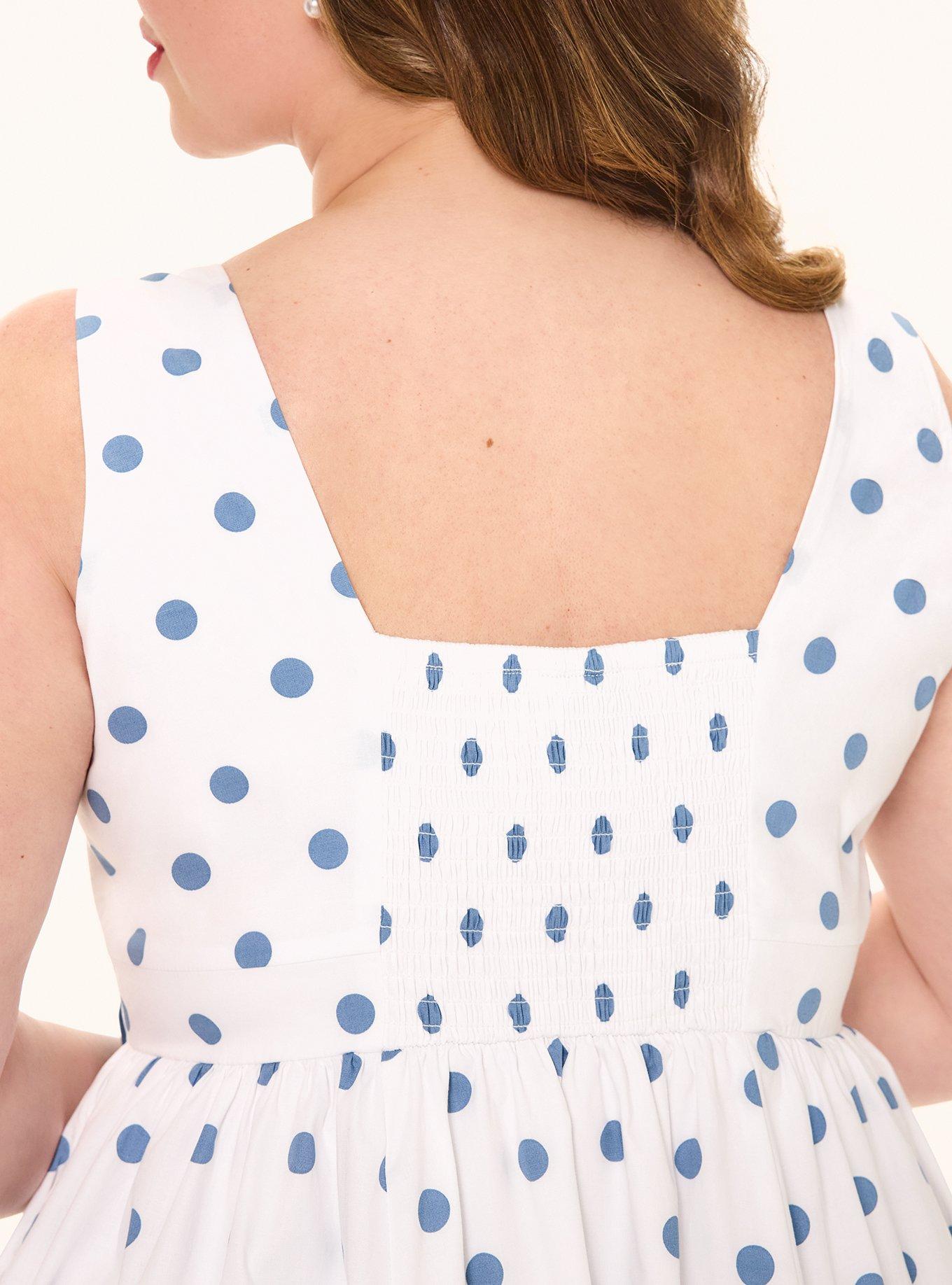 Retro Chic V-Neck Bow Mini Dress, POLKA DOTS WHITE, alternate