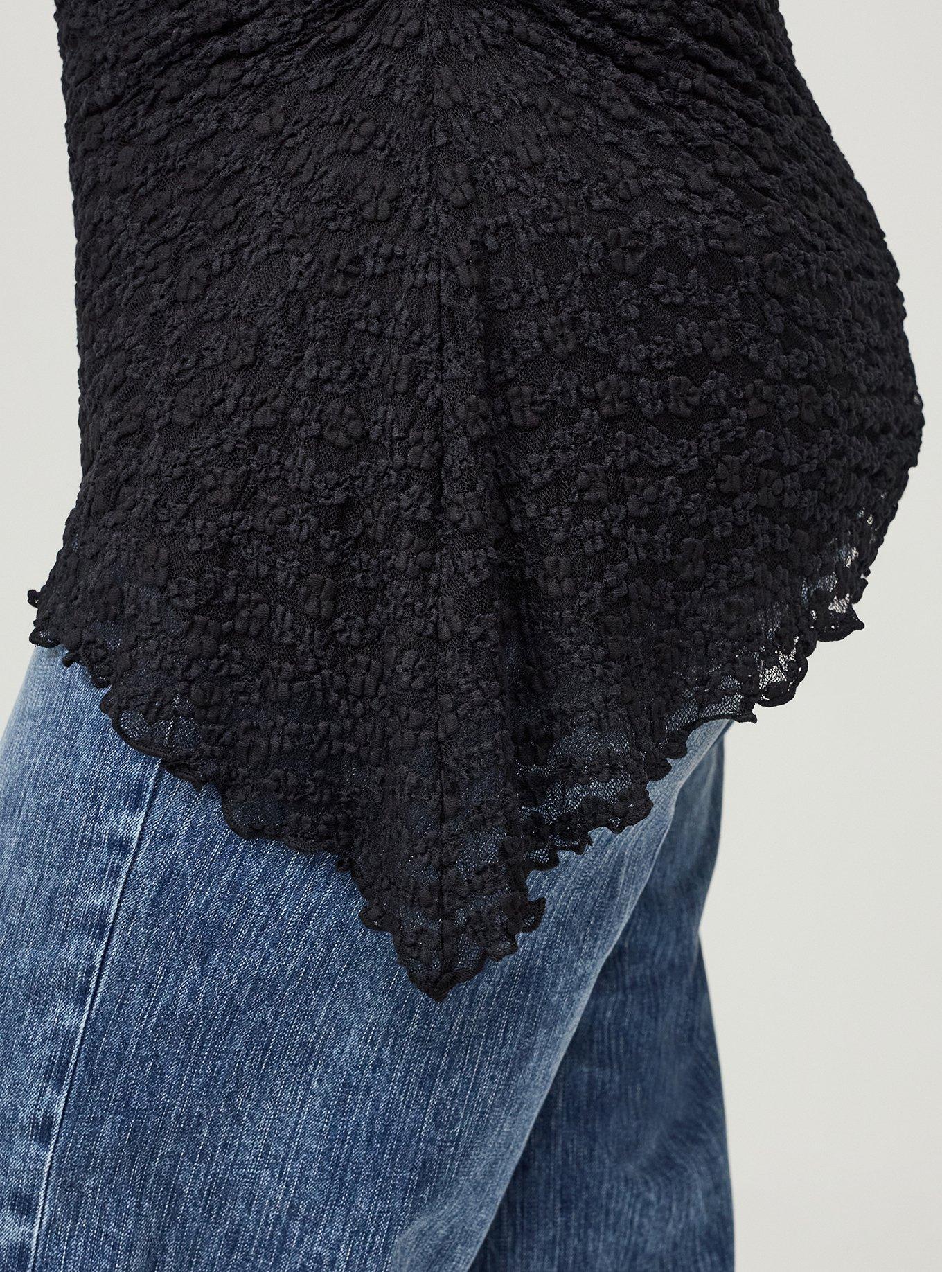 Stretch Lace Shirred Tube Top, DEEP BLACK, alternate