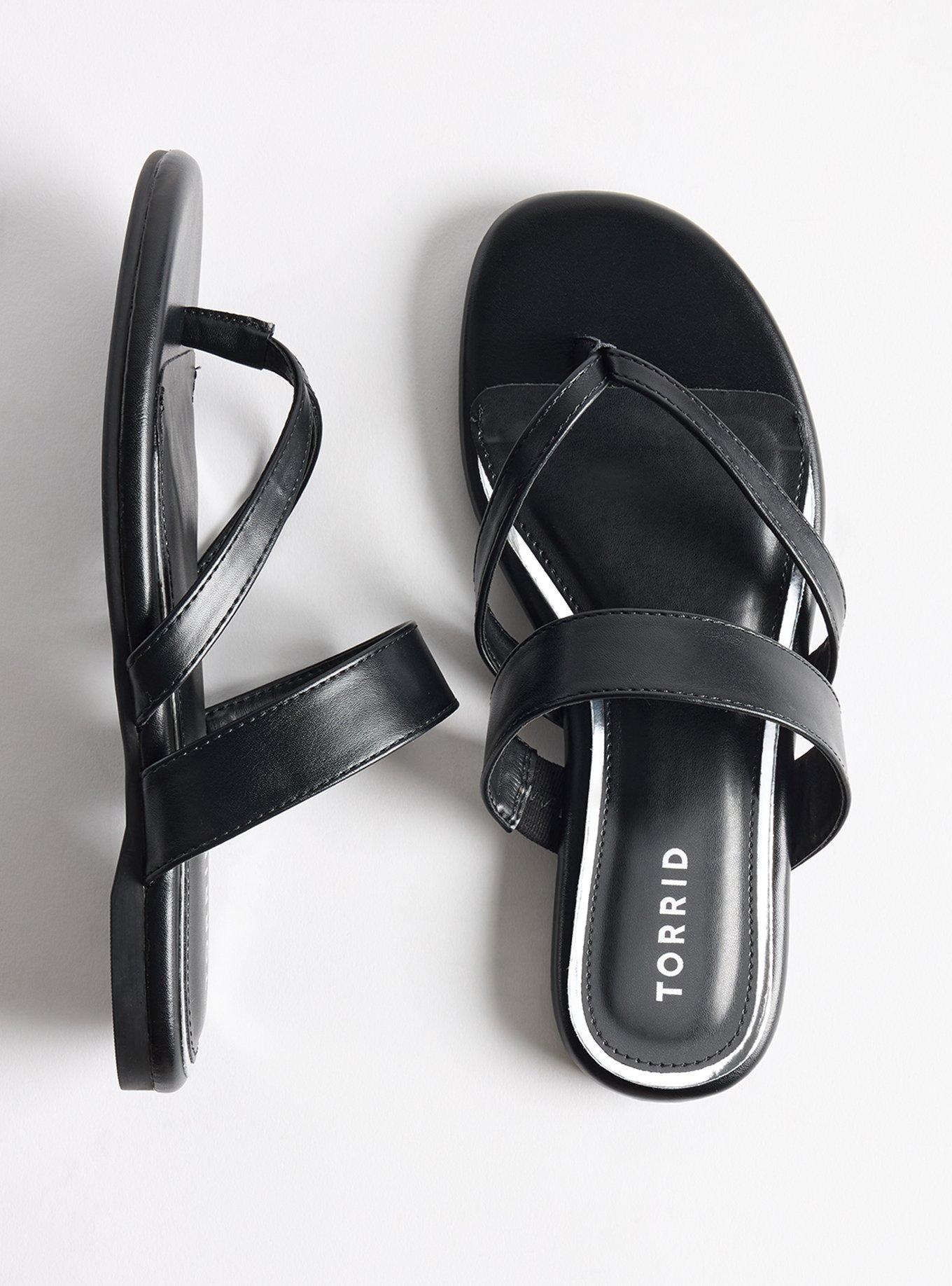 Strappy Thong Sandal (WW), BLACK, hi-res