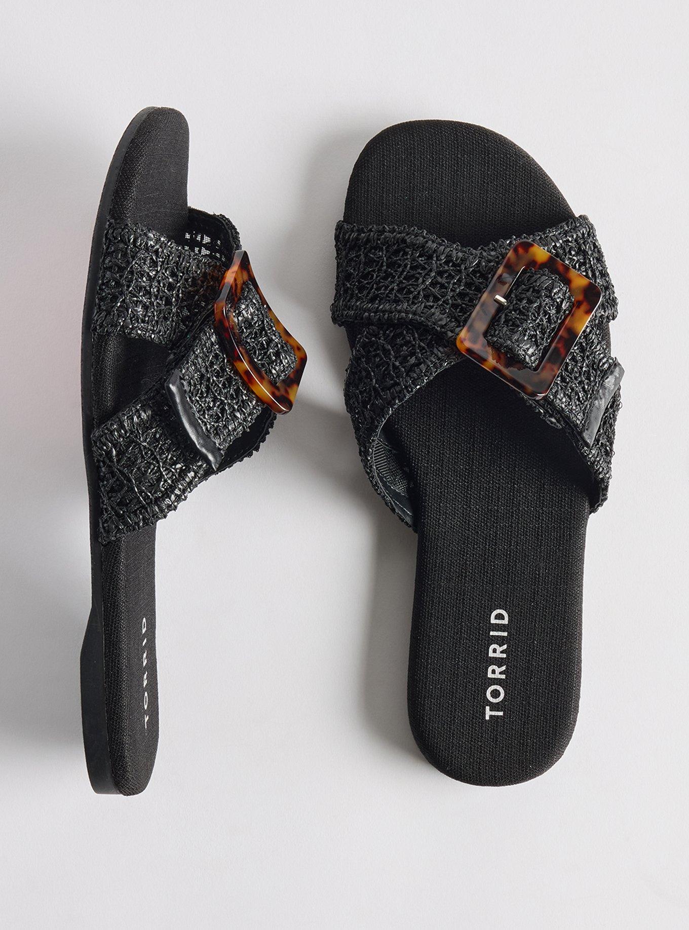 Crochet Buckle Slide (WW), BLACK, hi-res