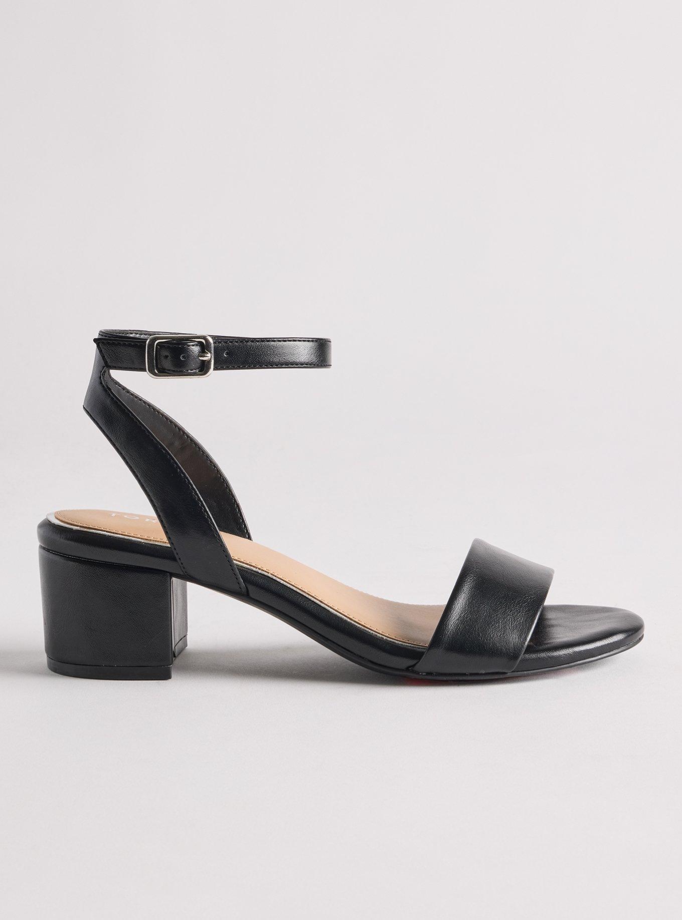 Single Strap Block Heel (WW), BLACK, alternate