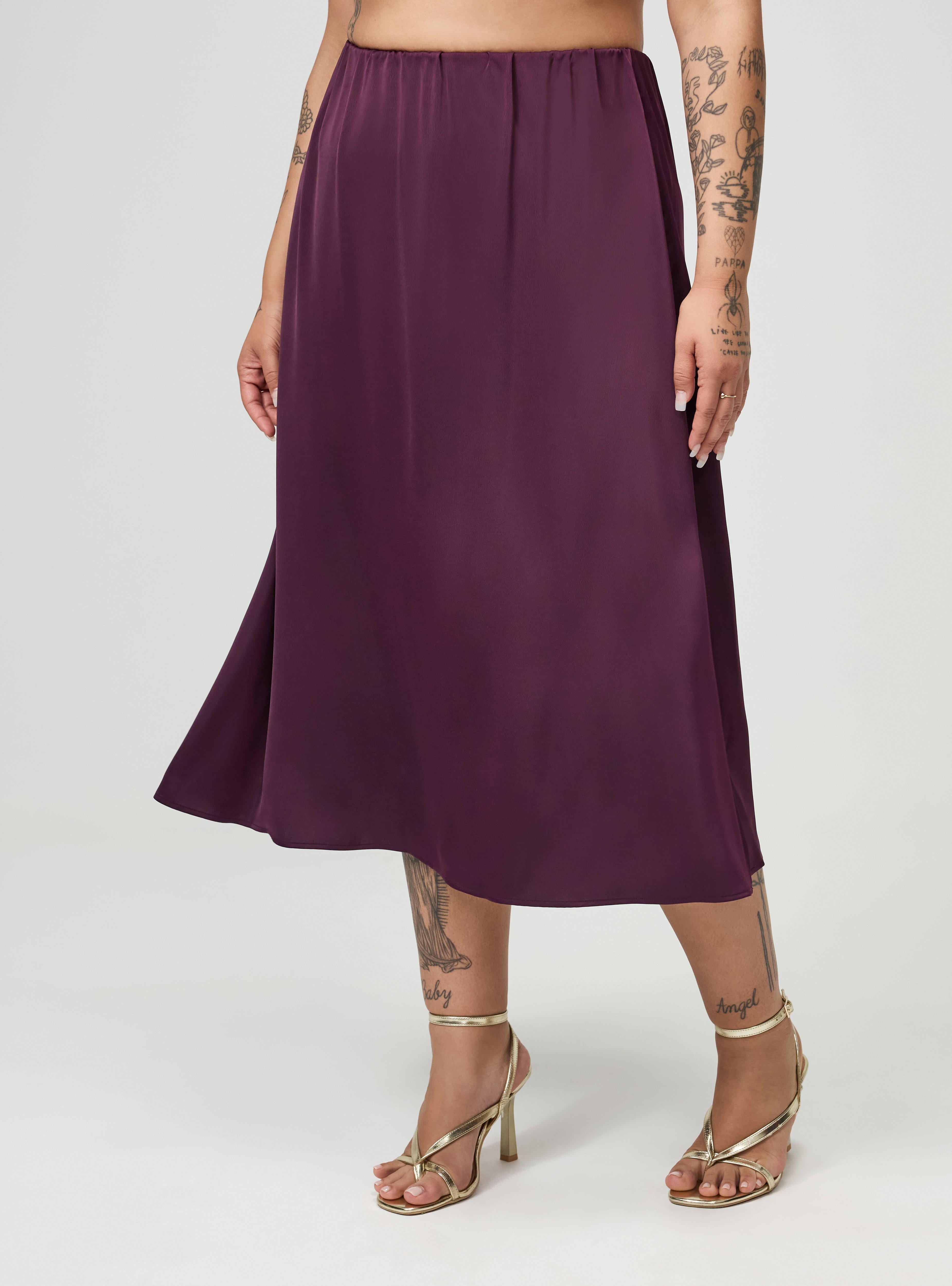 Satin Tea Length Skirt, POTENT PURPLE, alternate