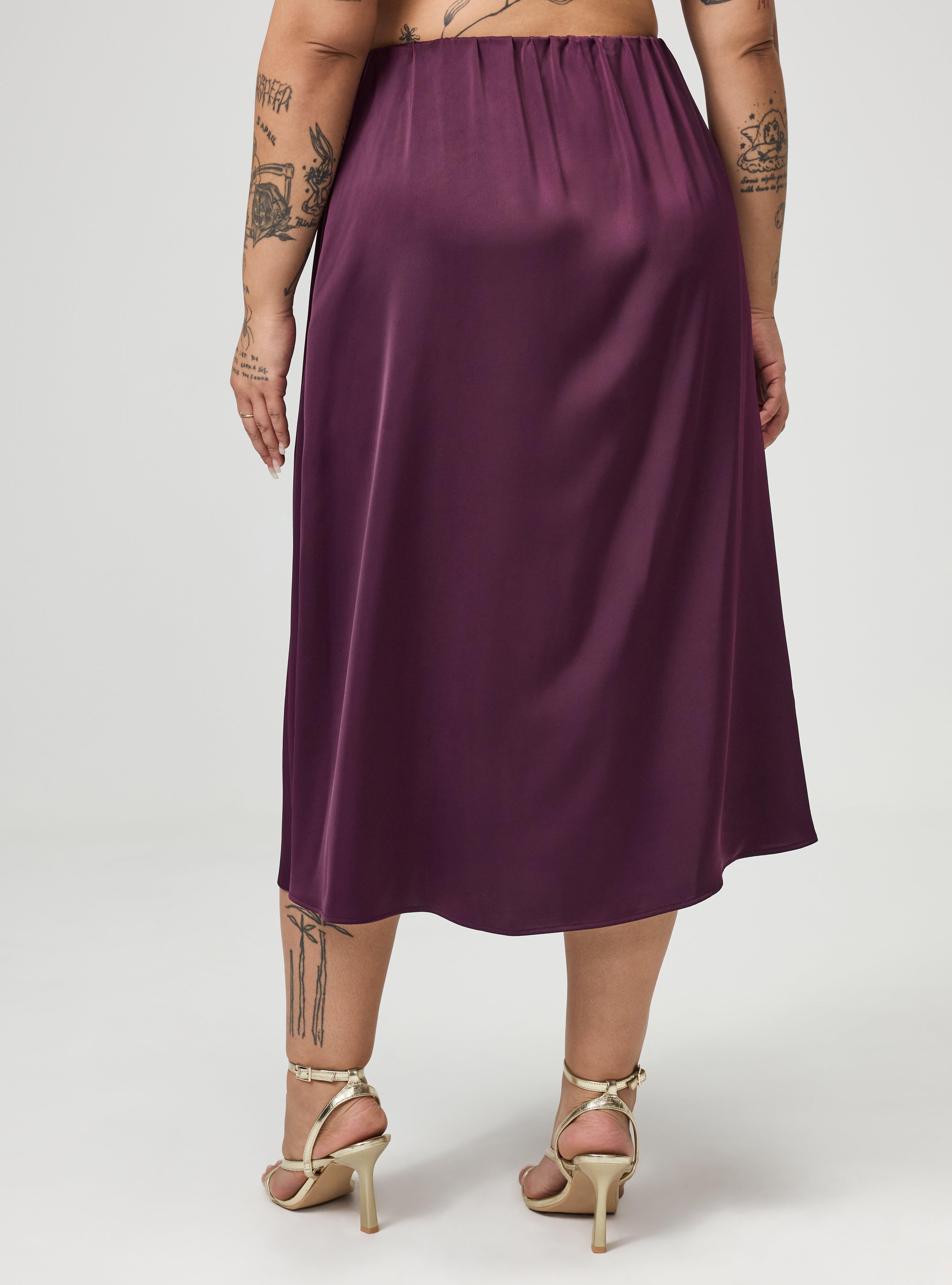 Satin Tea Length Skirt, POTENT PURPLE, alternate