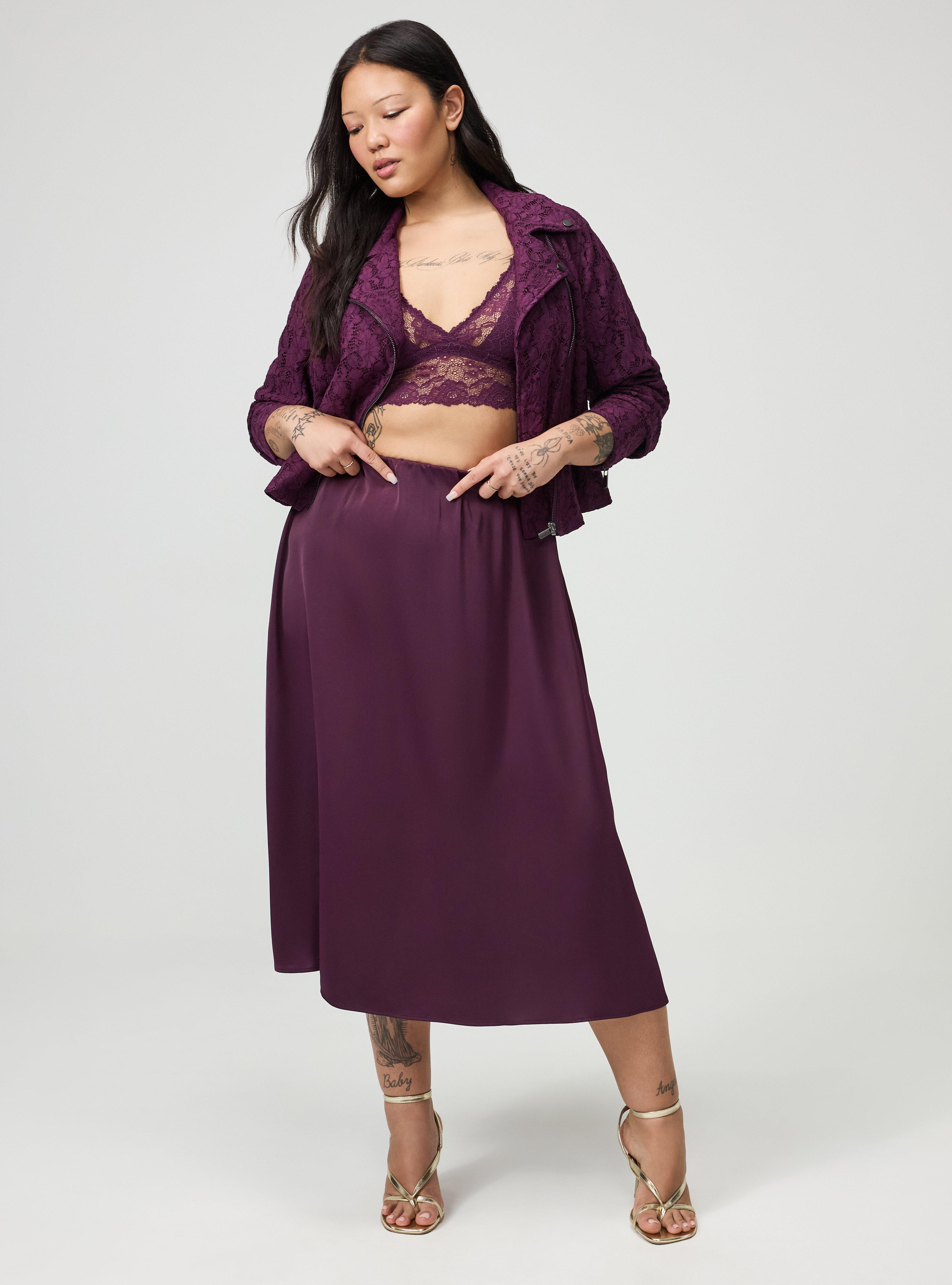 Satin Tea Length Skirt, POTENT PURPLE, alternate