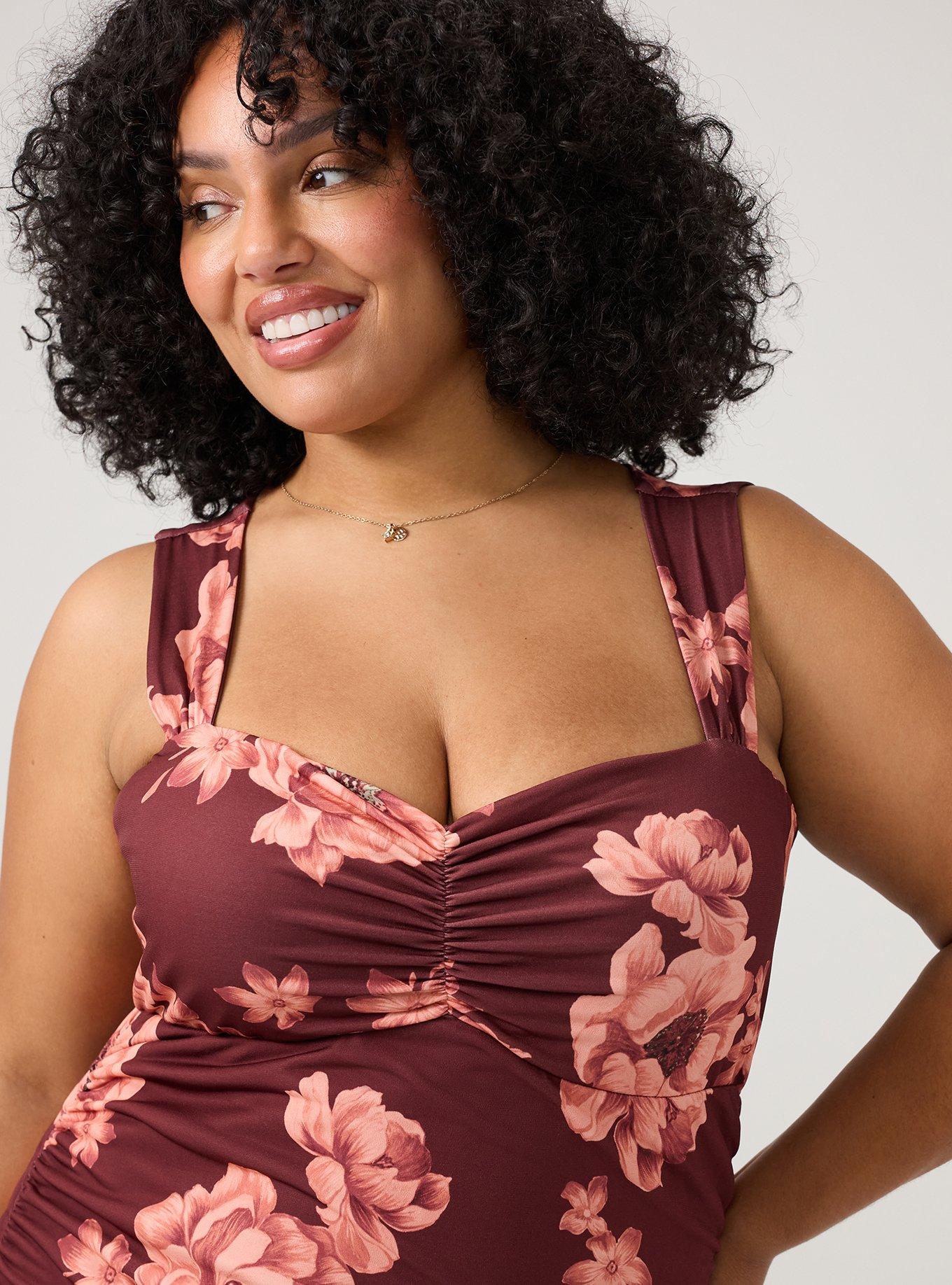 Sweetheart Bodycon Mini Dress, LILY FLORAL RED, alternate