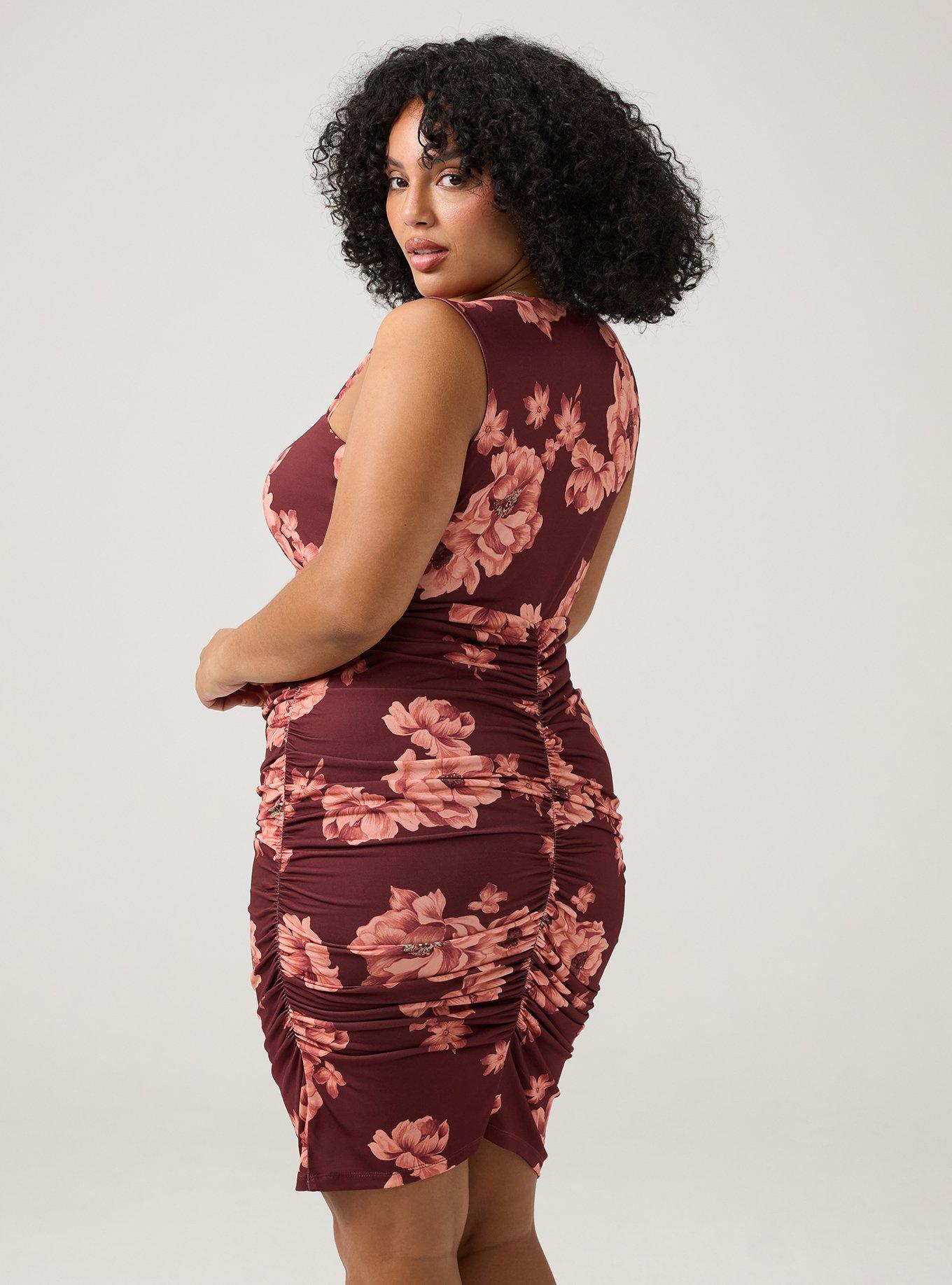 Sweetheart Bodycon Mini Dress, LILY FLORAL RED, alternate