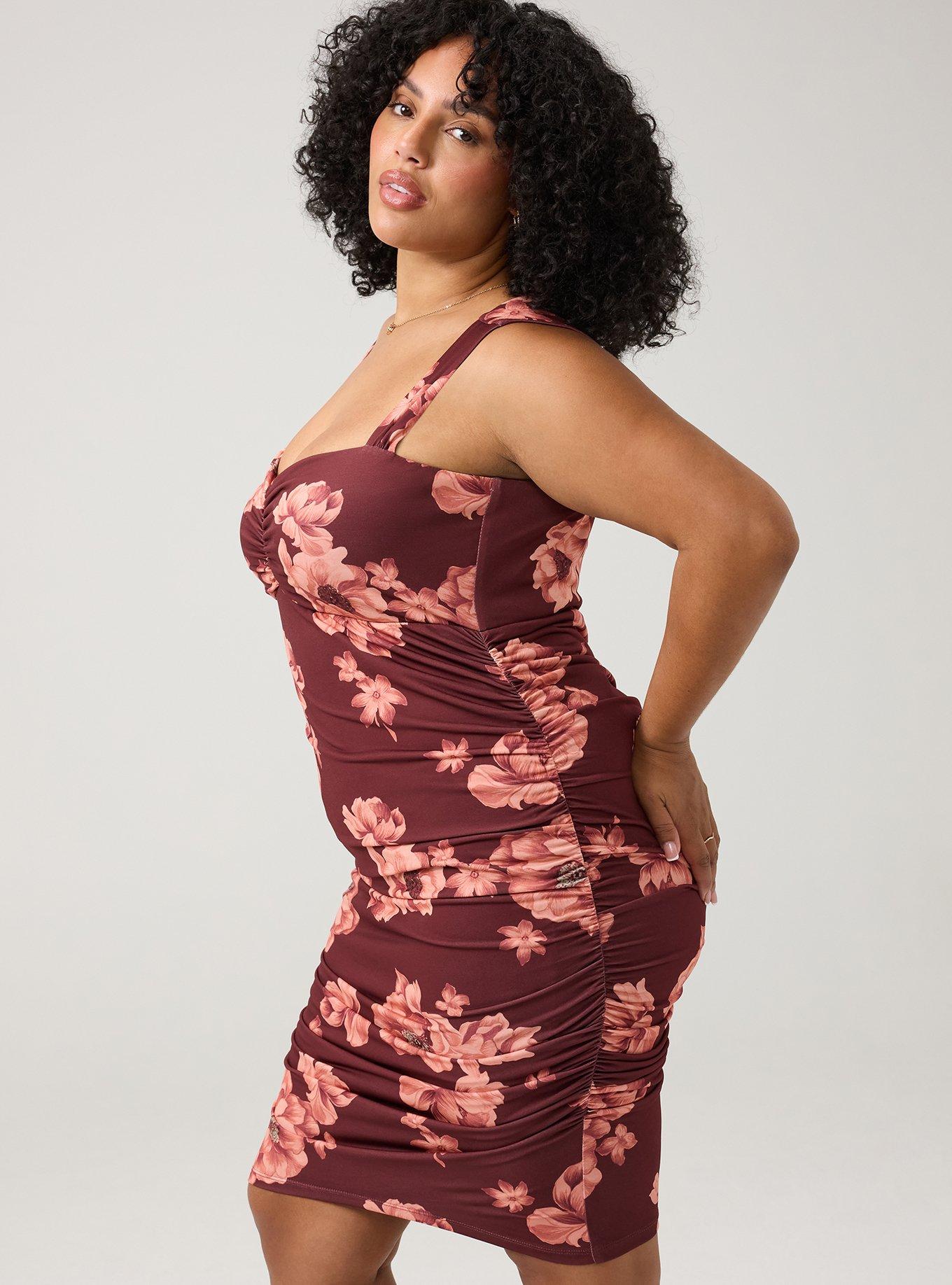 Sweetheart Bodycon Mini Dress, LILY FLORAL RED, alternate