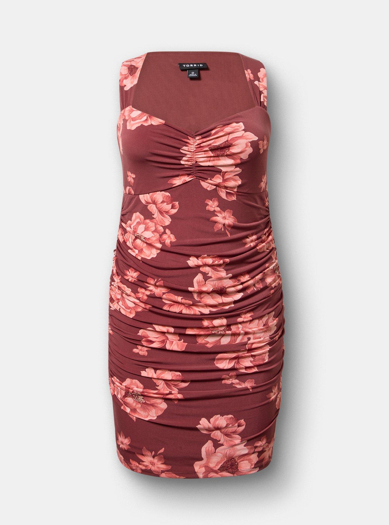 Sweetheart Bodycon Mini Dress, LILY FLORAL RED, flat