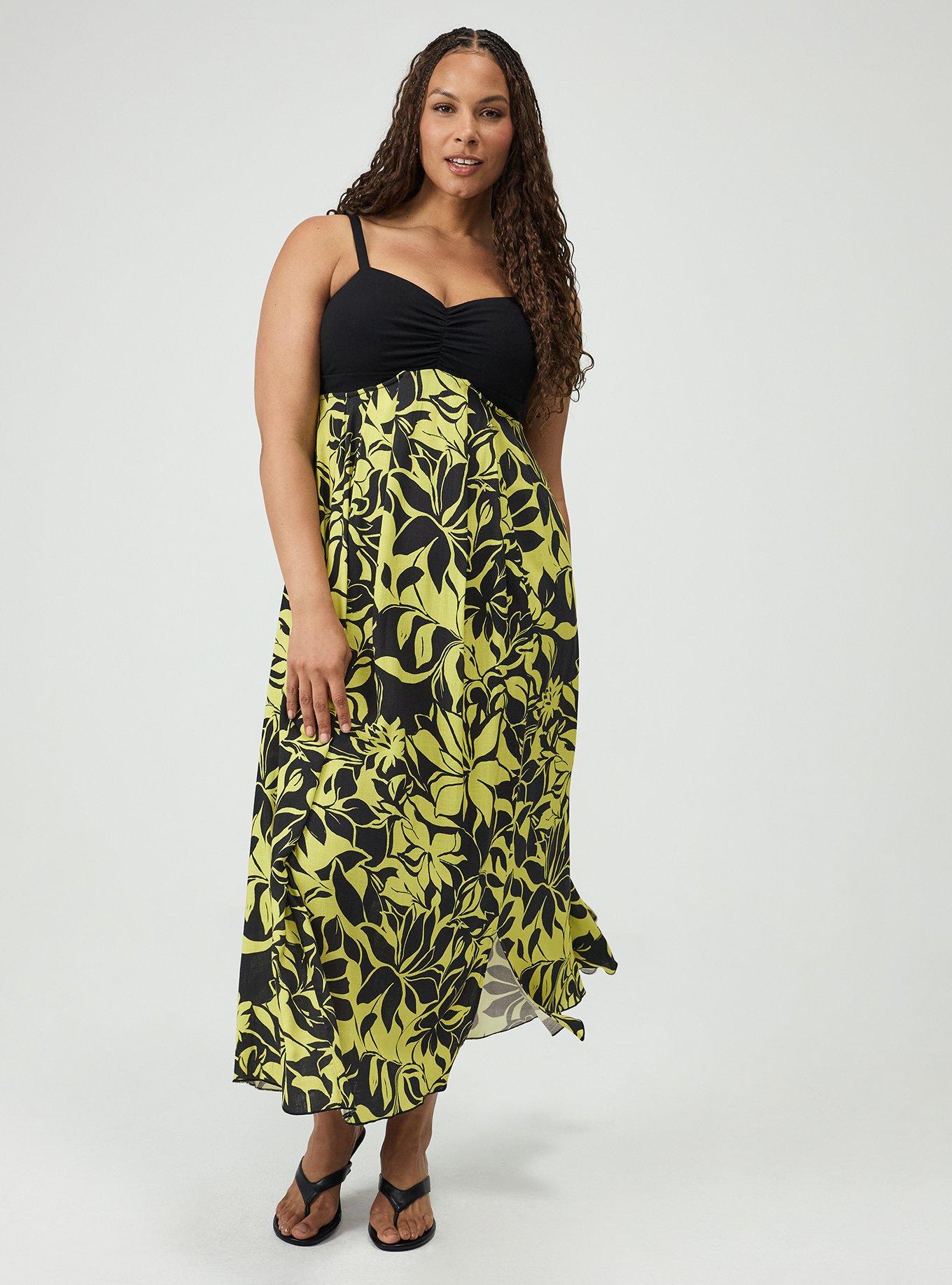 Studio Cut-Out Detail Maxi Dress, SHADOW BOX FLORAL YELLOW, hi-res