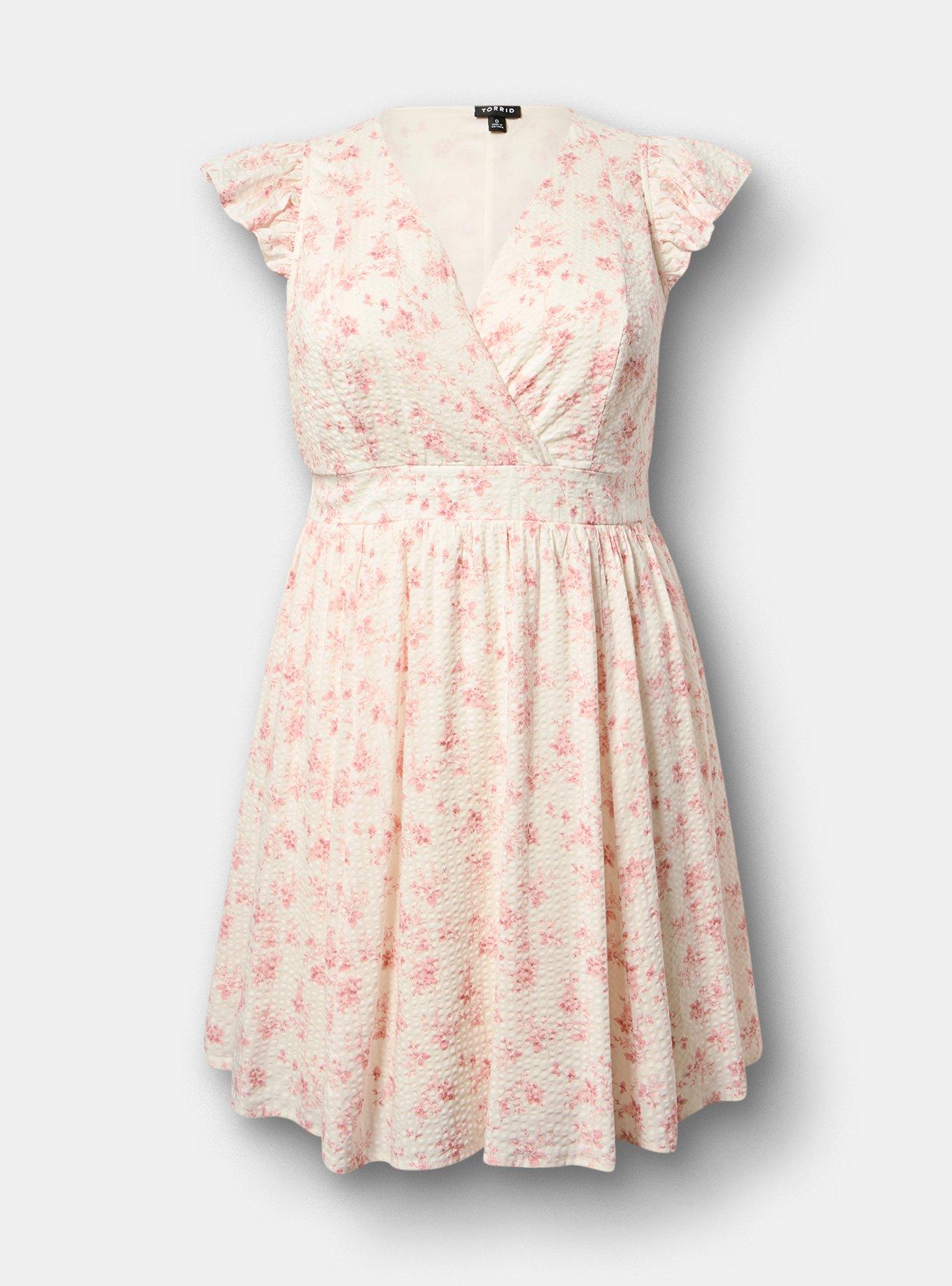 Surplice Flutter Sleeve Mini Dress, GRACE FLORAL ONAL, flat