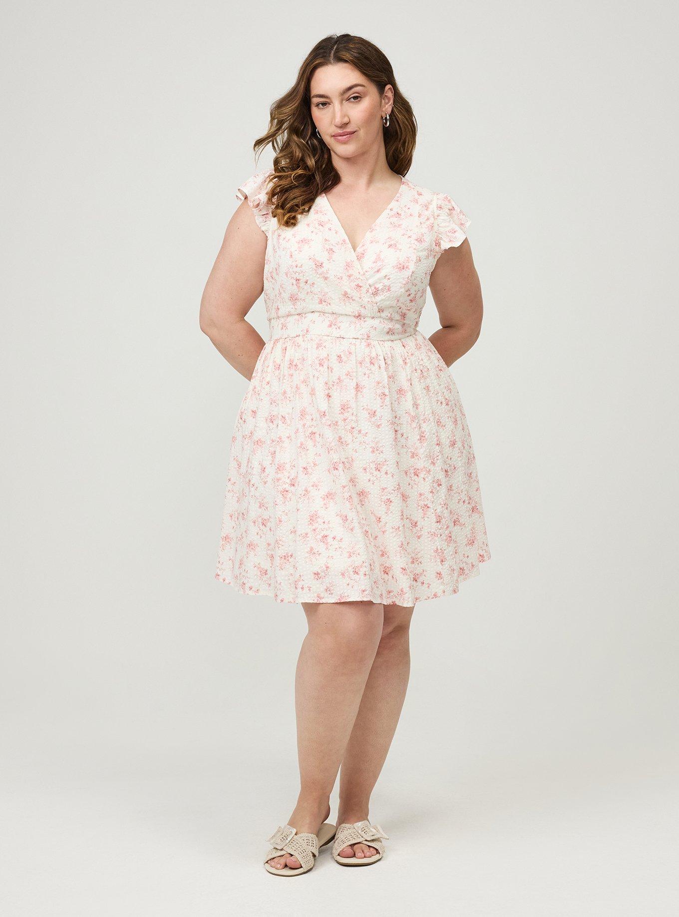 Surplice Flutter Sleeve Mini Dress, GRACE FLORAL ONAL, hi-res