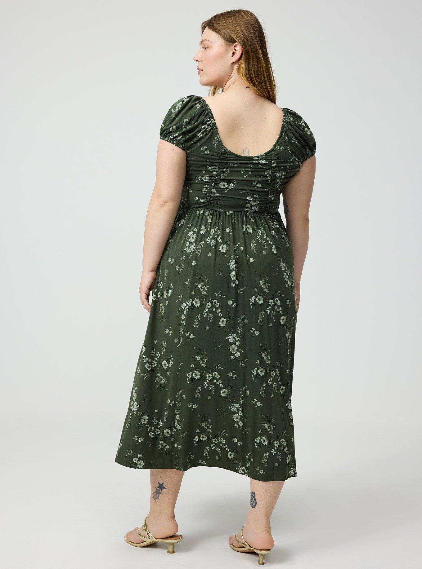 torrid green dress Casual Short By In Green, Size: Xl Torrid Rayon Smocked Tiered Maxi