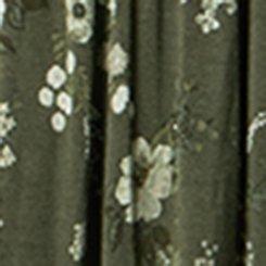 Ruched Tea Length Dress, DITSY RAIN OLIVE, swatch