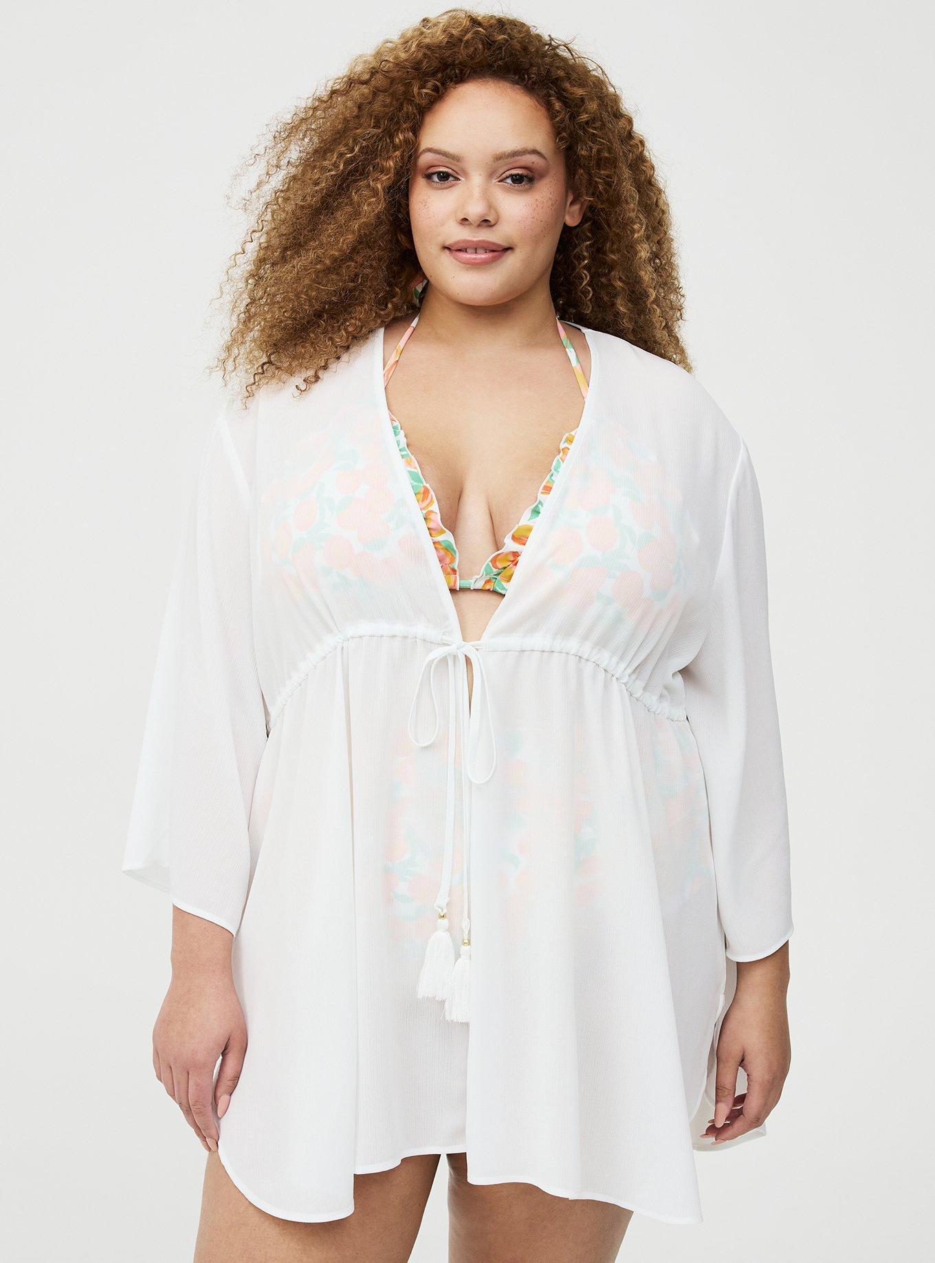 Open Front Coverup Shirt, BLANC DE BLANC, hi-res