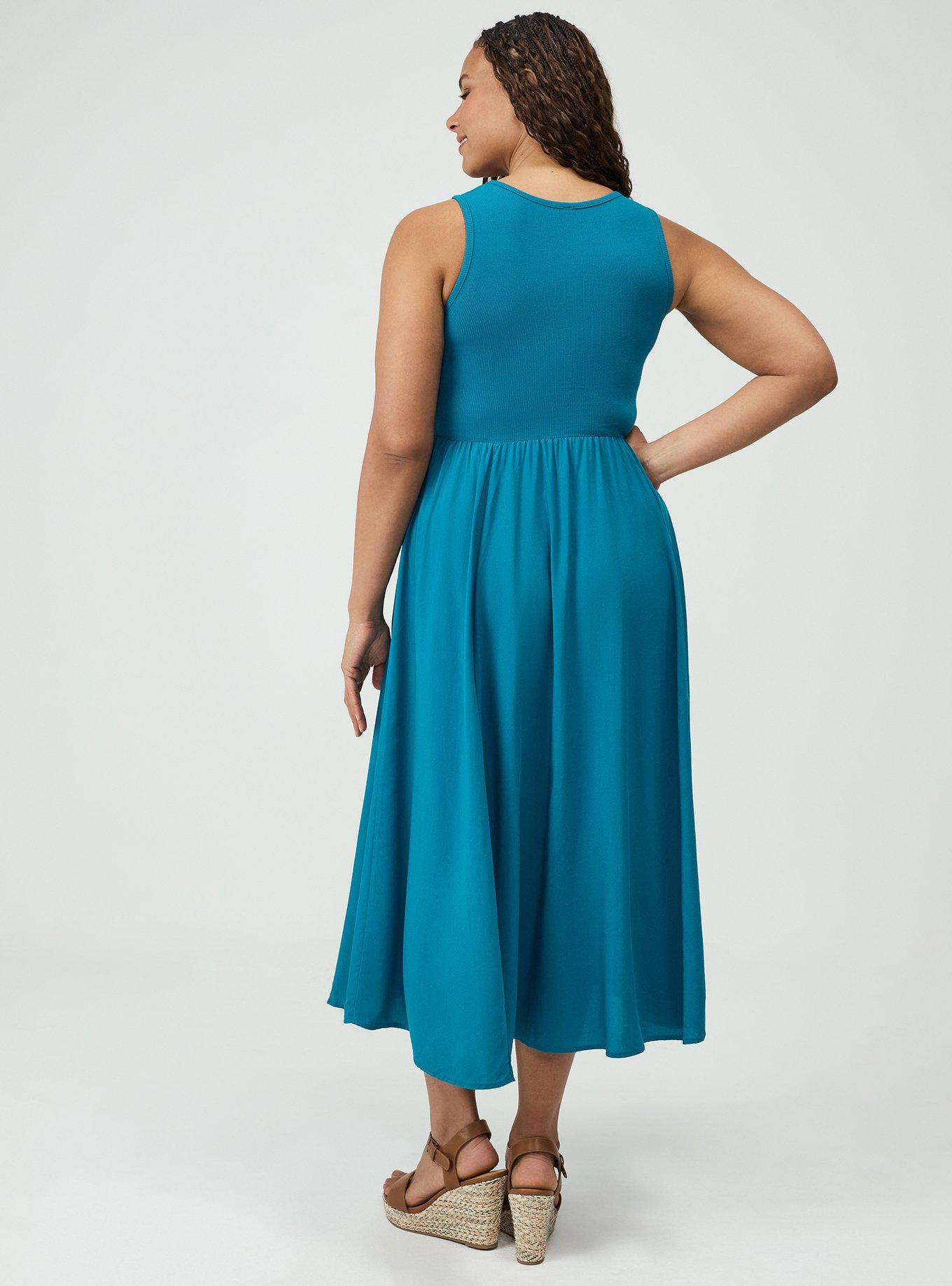 Knit & Woven Midi Dress, OCEAN DEPTHS, alternate