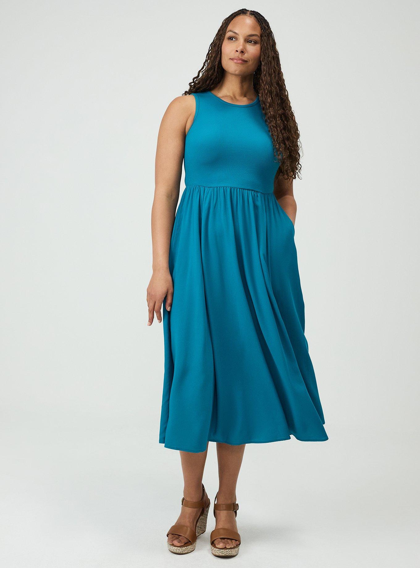 Knit & Woven Midi Dress, OCEAN DEPTHS, alternate