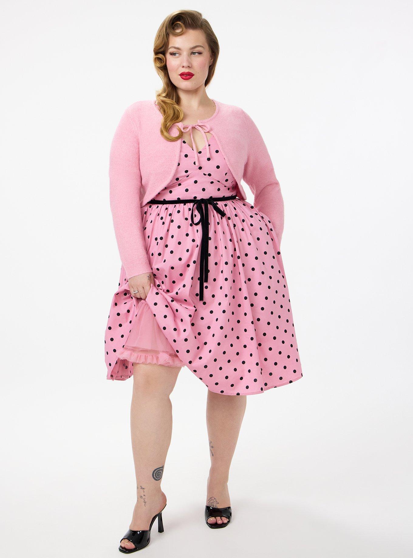 Retro Chic Belted V-Neck Swing Dress, DENNY DOT ORCHID SMOKE, alternate