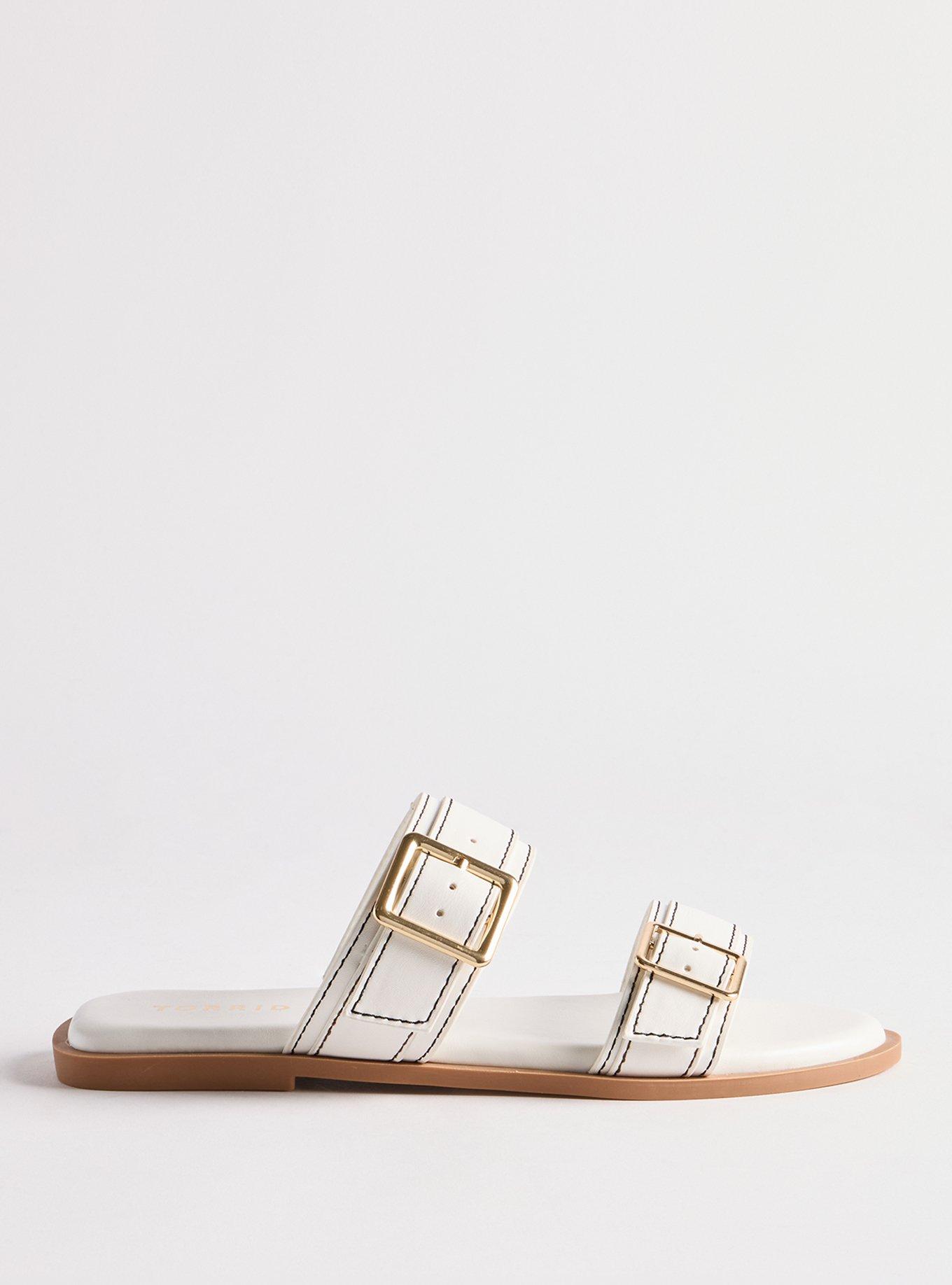 Double Strap Slide (WW), WHITE, alternate