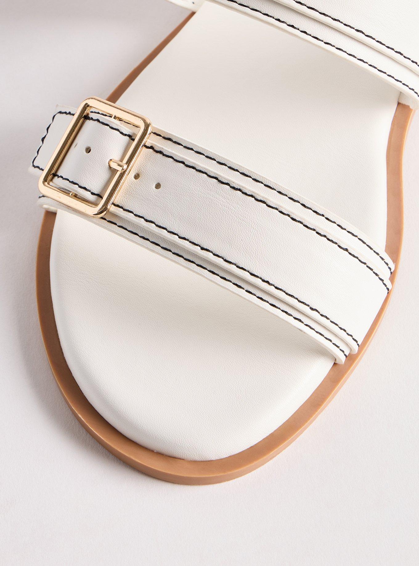 Double Strap Slide (WW), WHITE, alternate