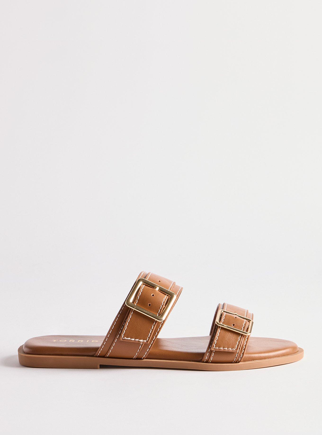 Double Strap Slide (WW), COGNAC, alternate