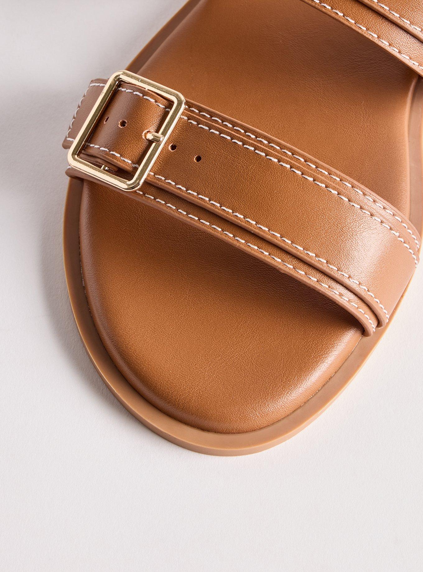 Double Strap Slide (WW), COGNAC, alternate