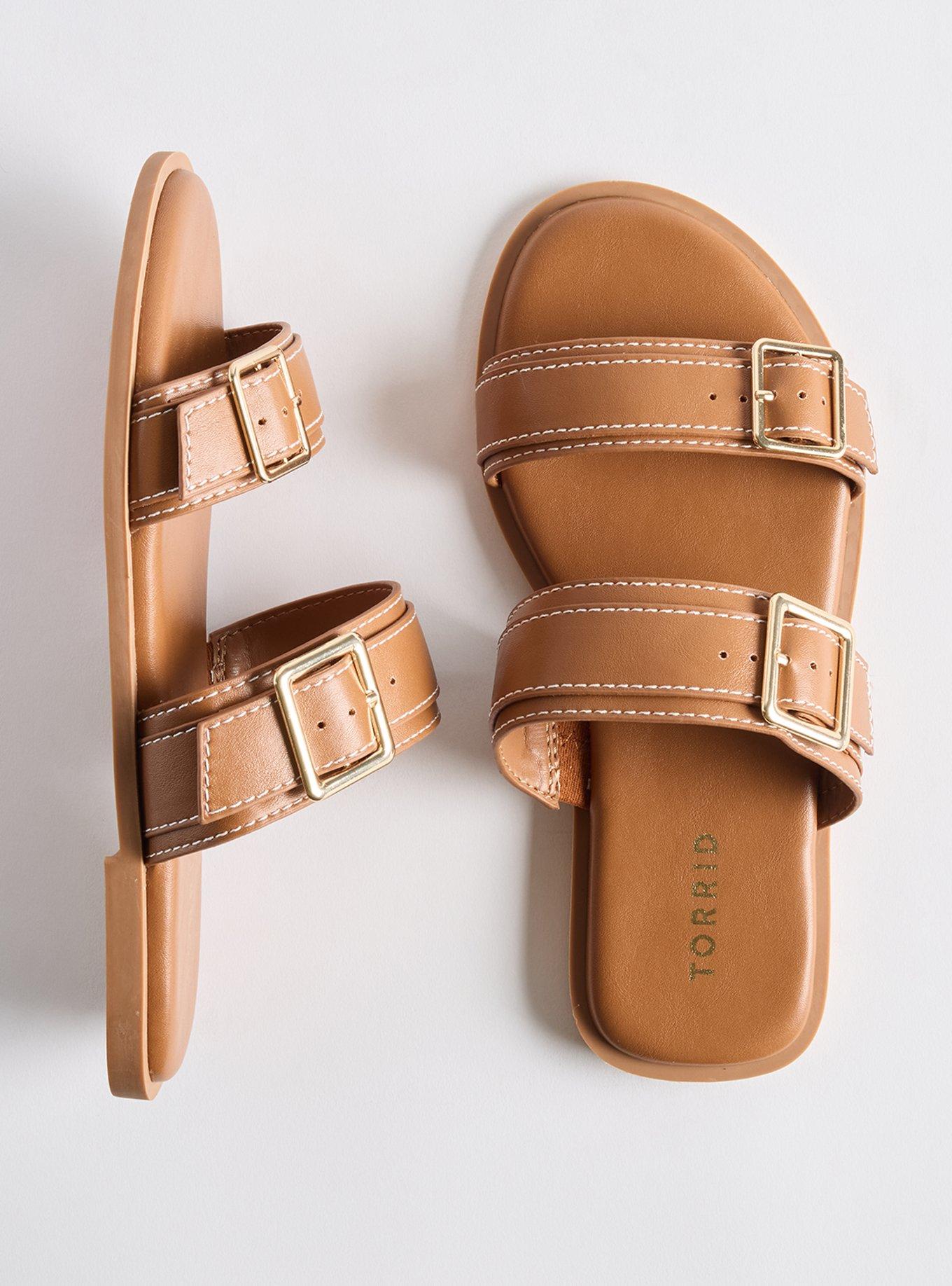 Double Strap Slide (WW), COGNAC, hi-res