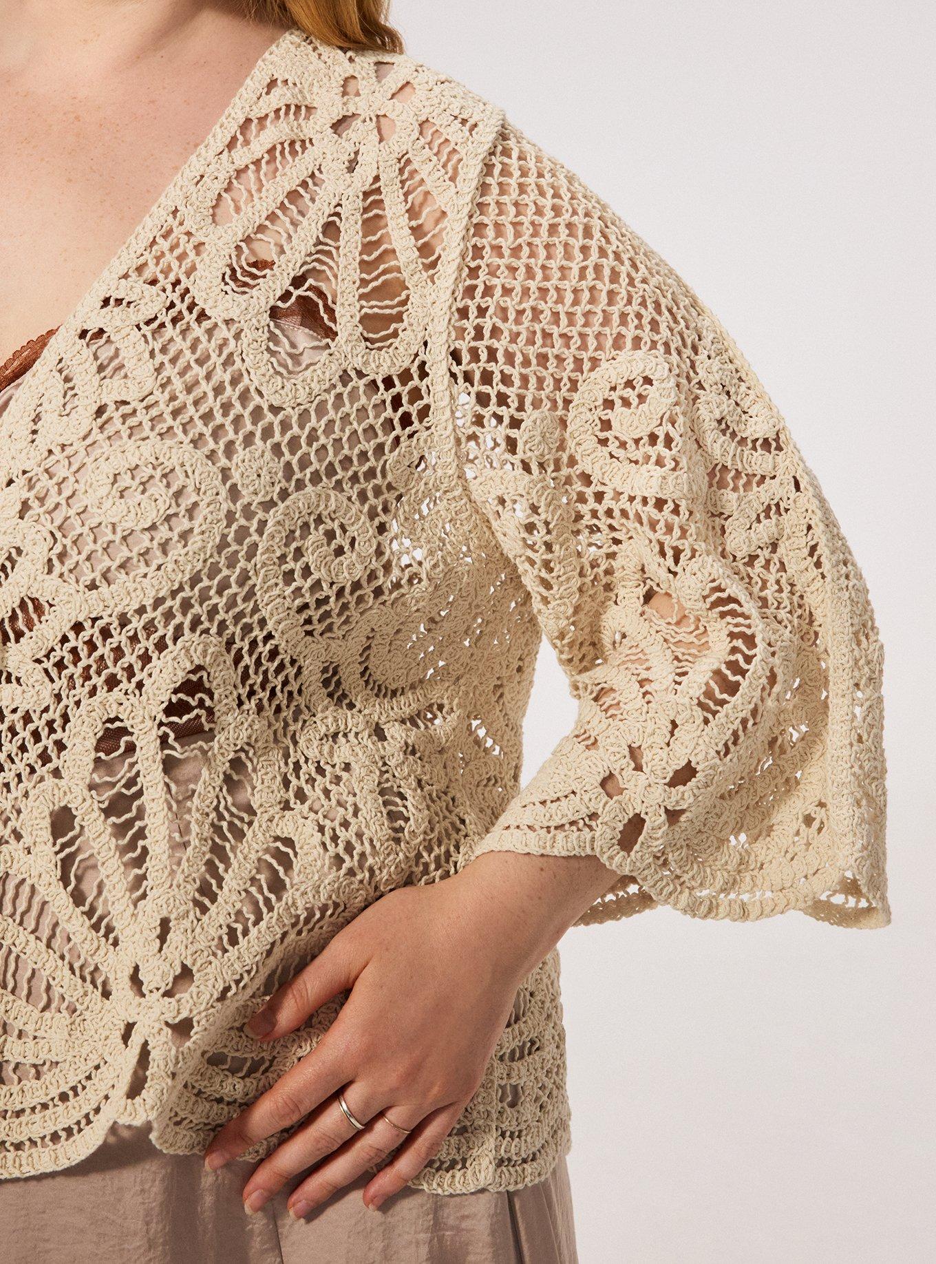 Crochet Ruana With Sleeves, IVORY, alternate