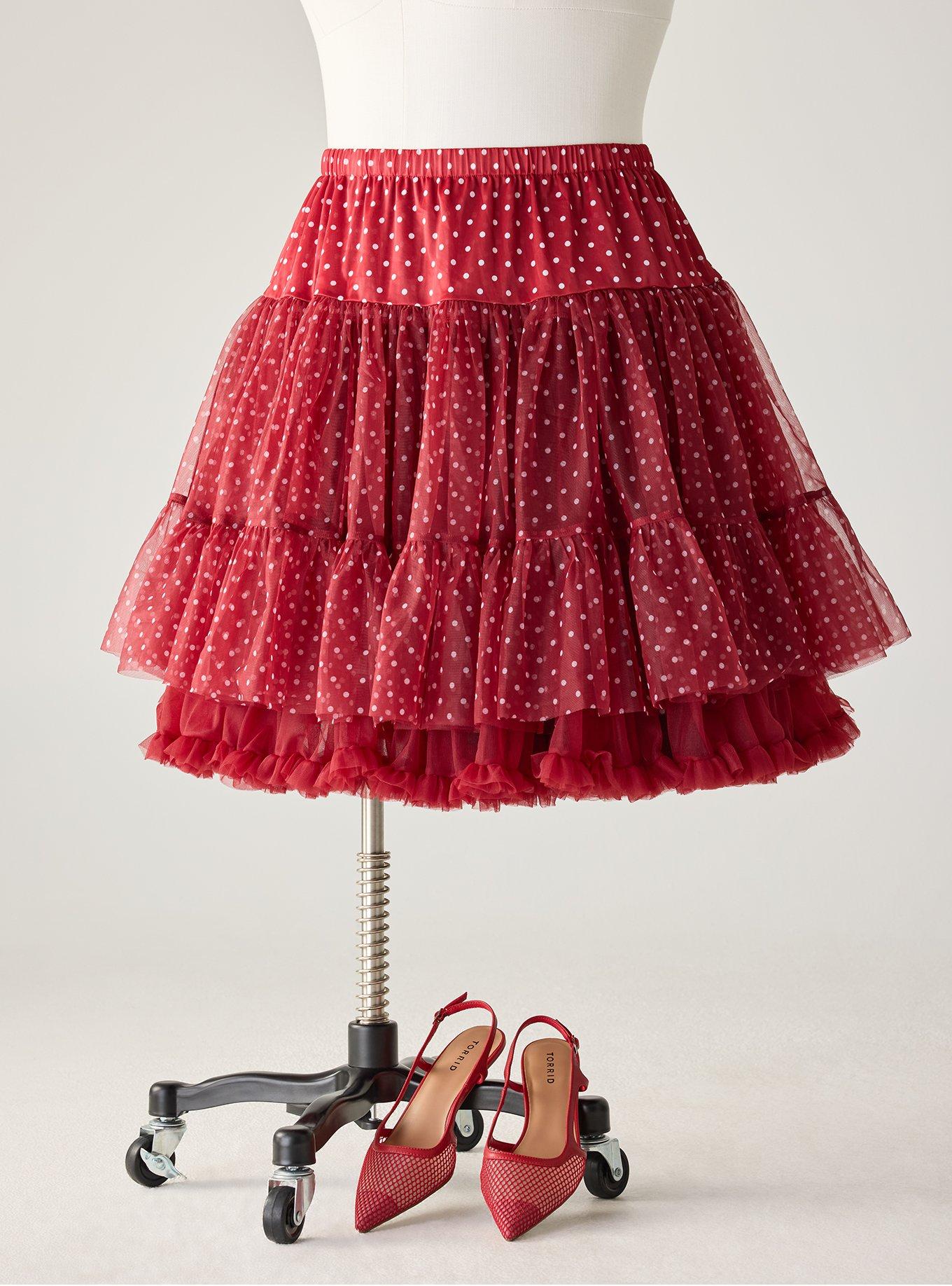 Retro Chic Crinoline Skirt, COMMIT DOT RED, flat
