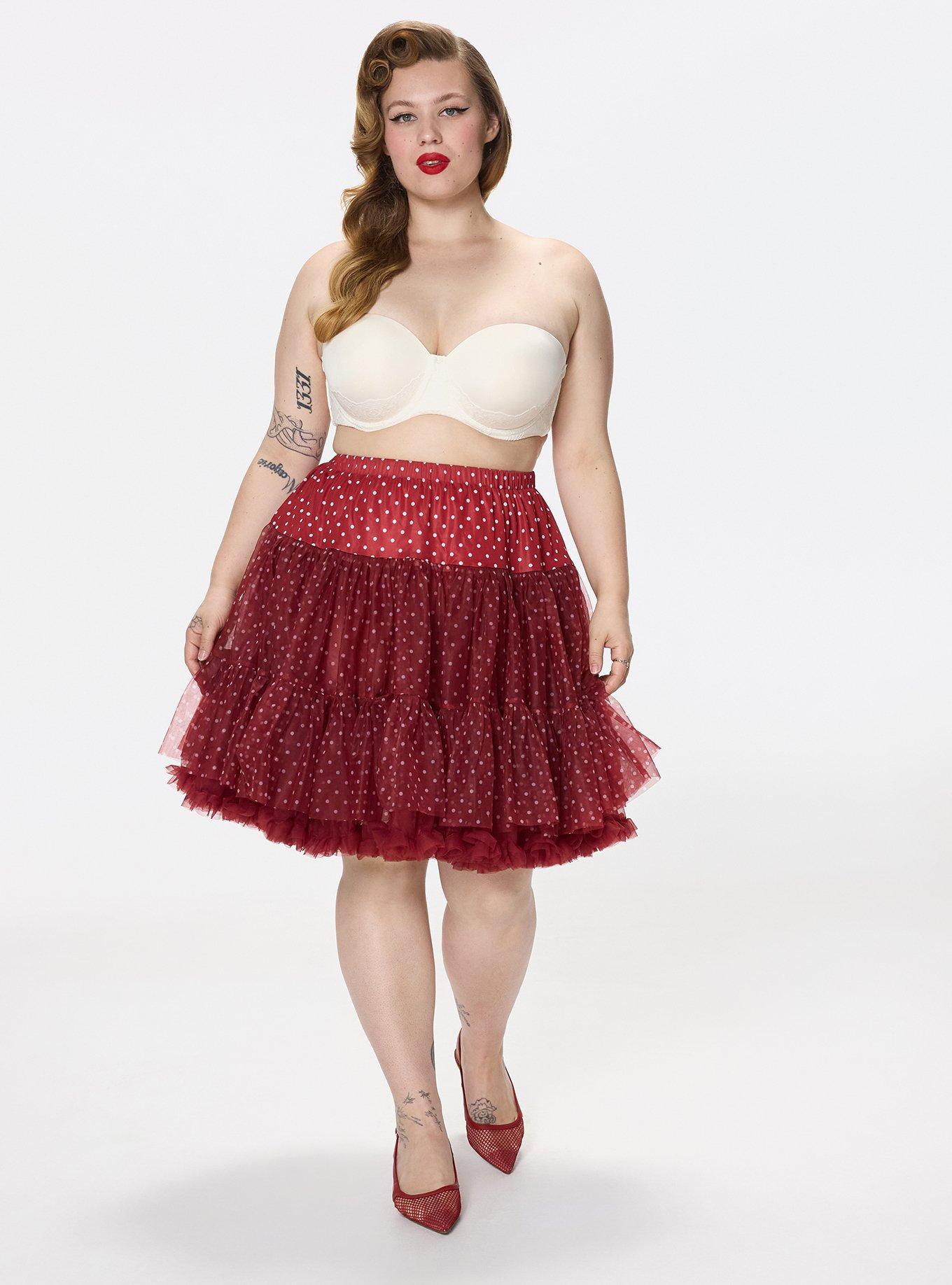 Retro Chic Crinoline Skirt, COMMIT DOT RED, hi-res