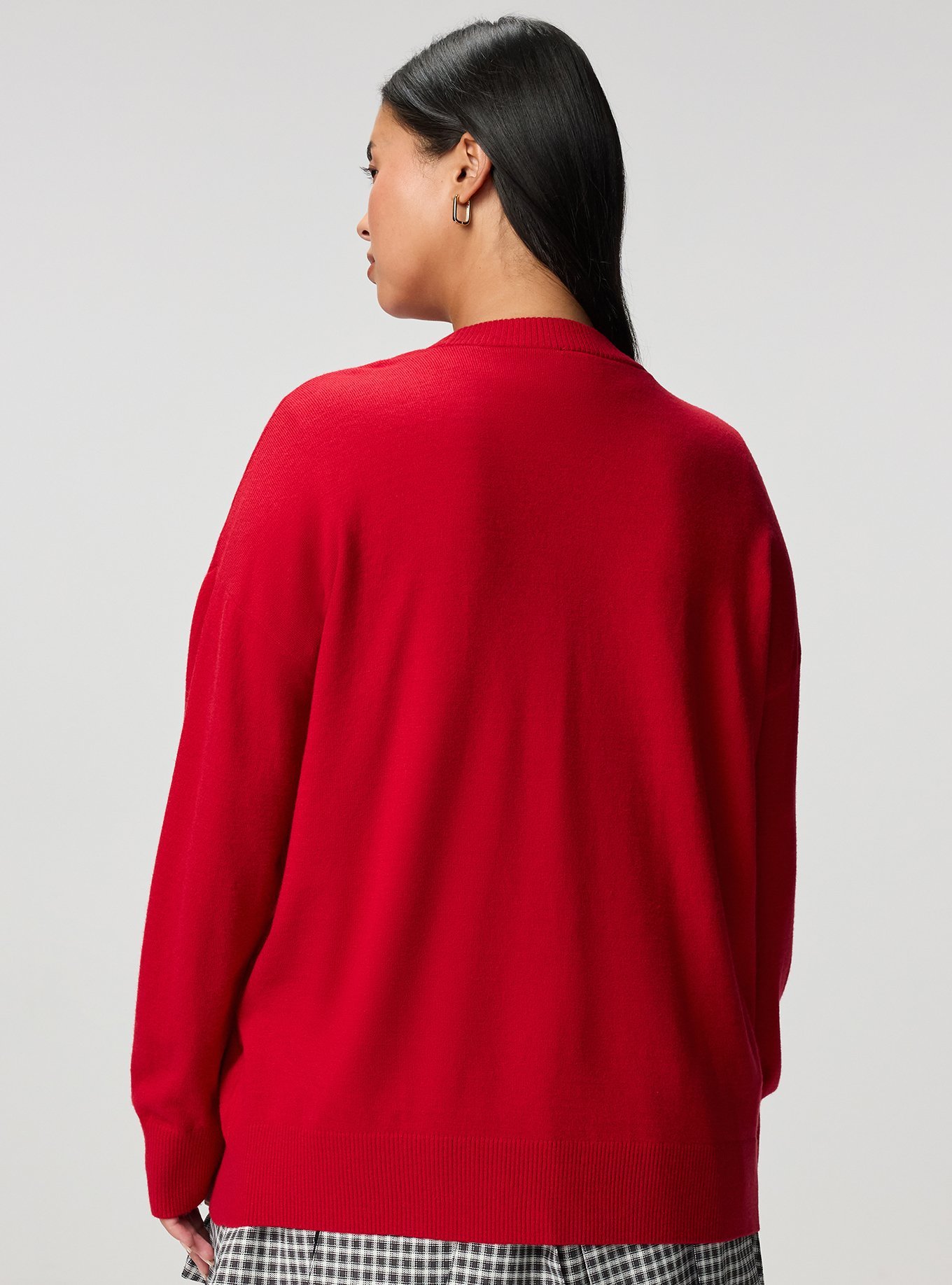 Everyday Soft Drop Shoulder V-Neck Cardigan, JESTER RED, alternate