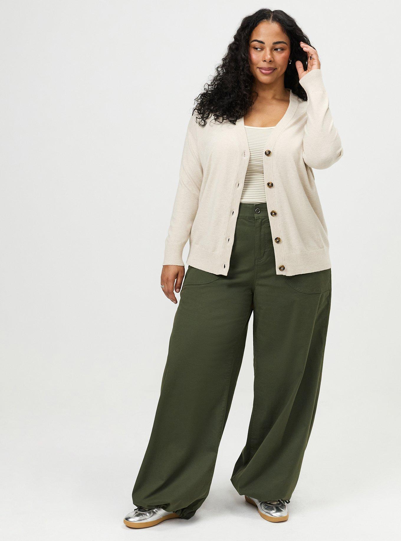 Plus Size Everyday Soft Drop Shoulder V-Neck Cardigan, OATMEAL HEATHER, alternate