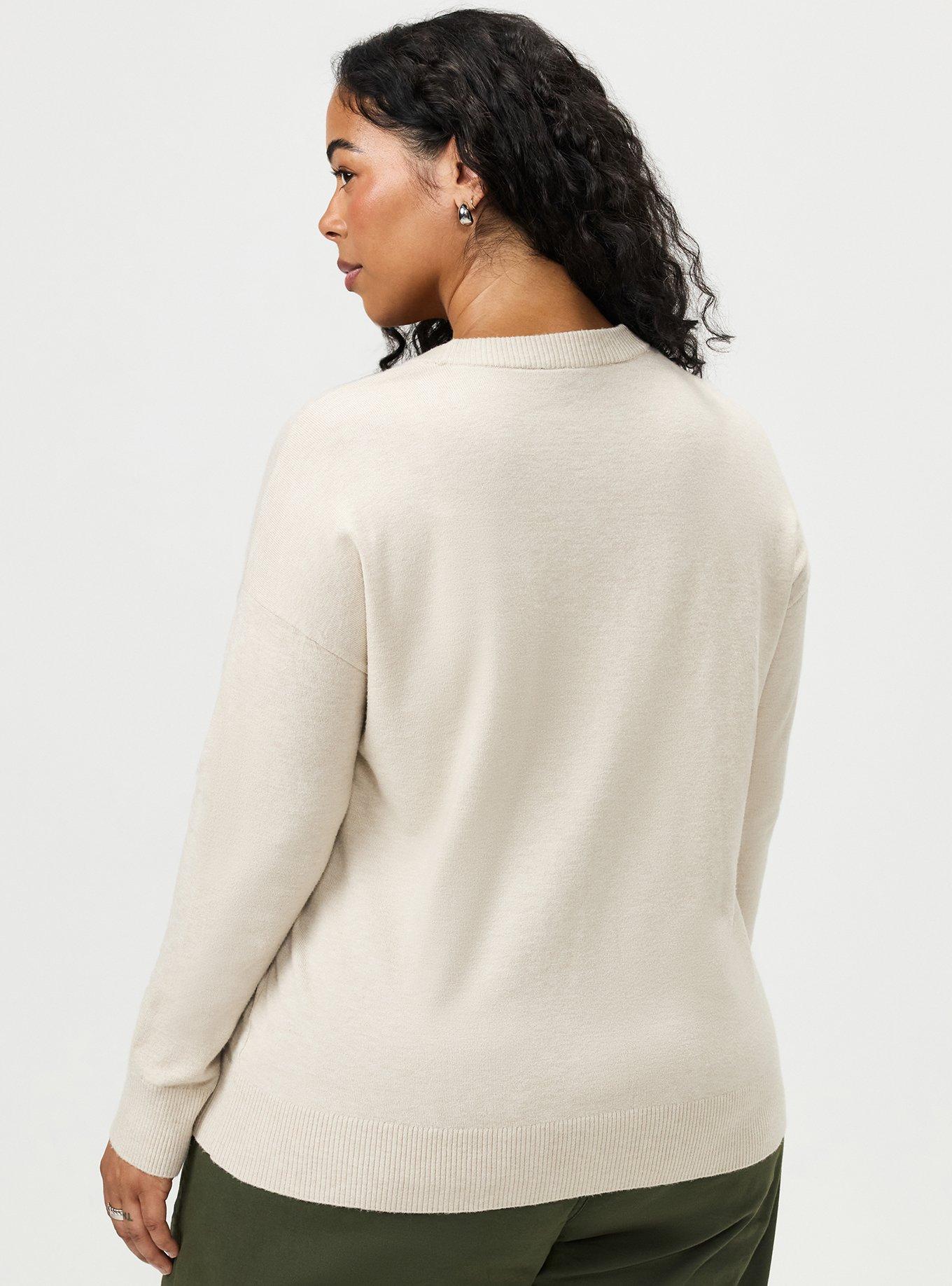 Plus Size Everyday Soft Drop Shoulder V-Neck Cardigan, OATMEAL HEATHER, alternate